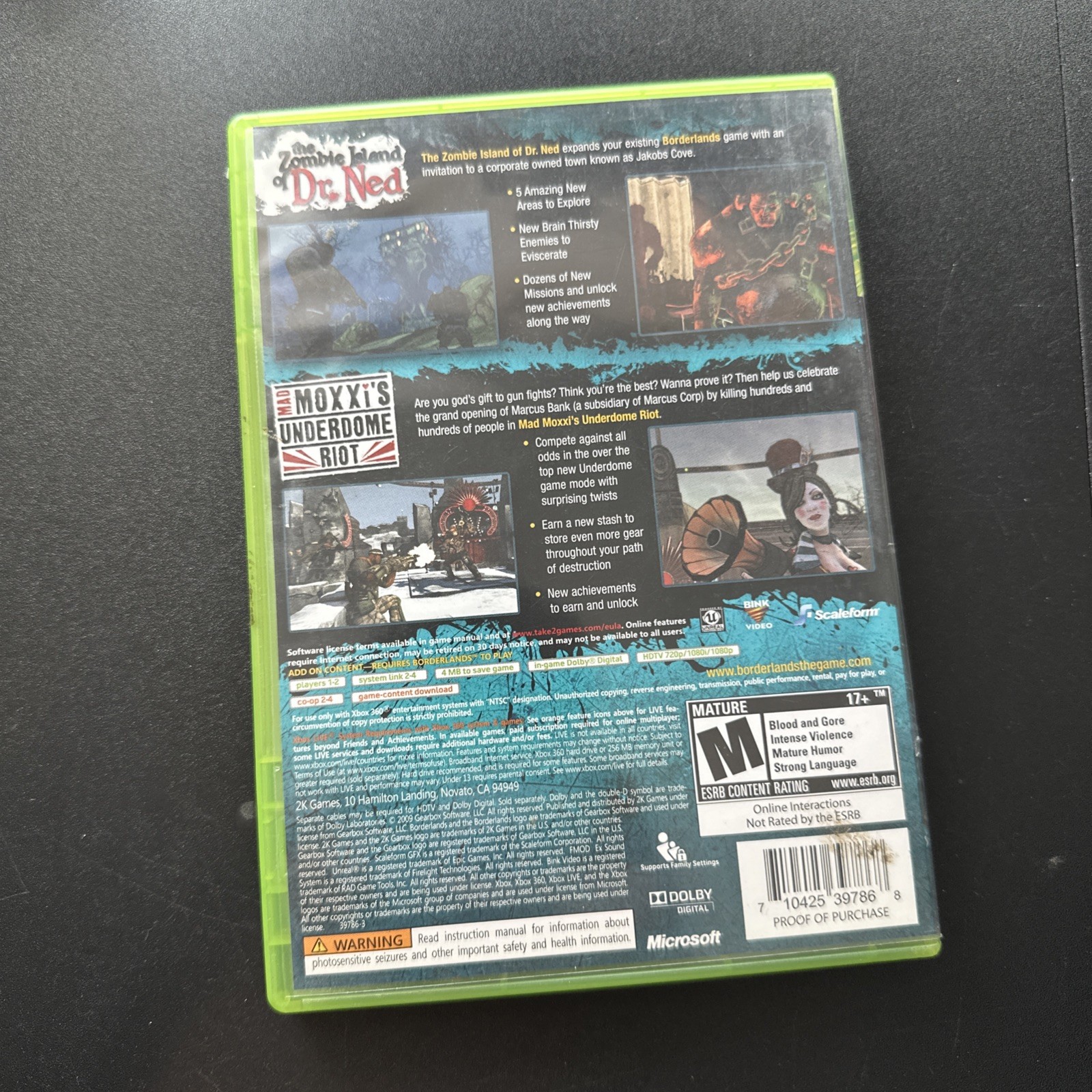 Borderlands Double Game Add-On Pack Zombie Island Ned Mad Moxxi’s Riot CIB Works