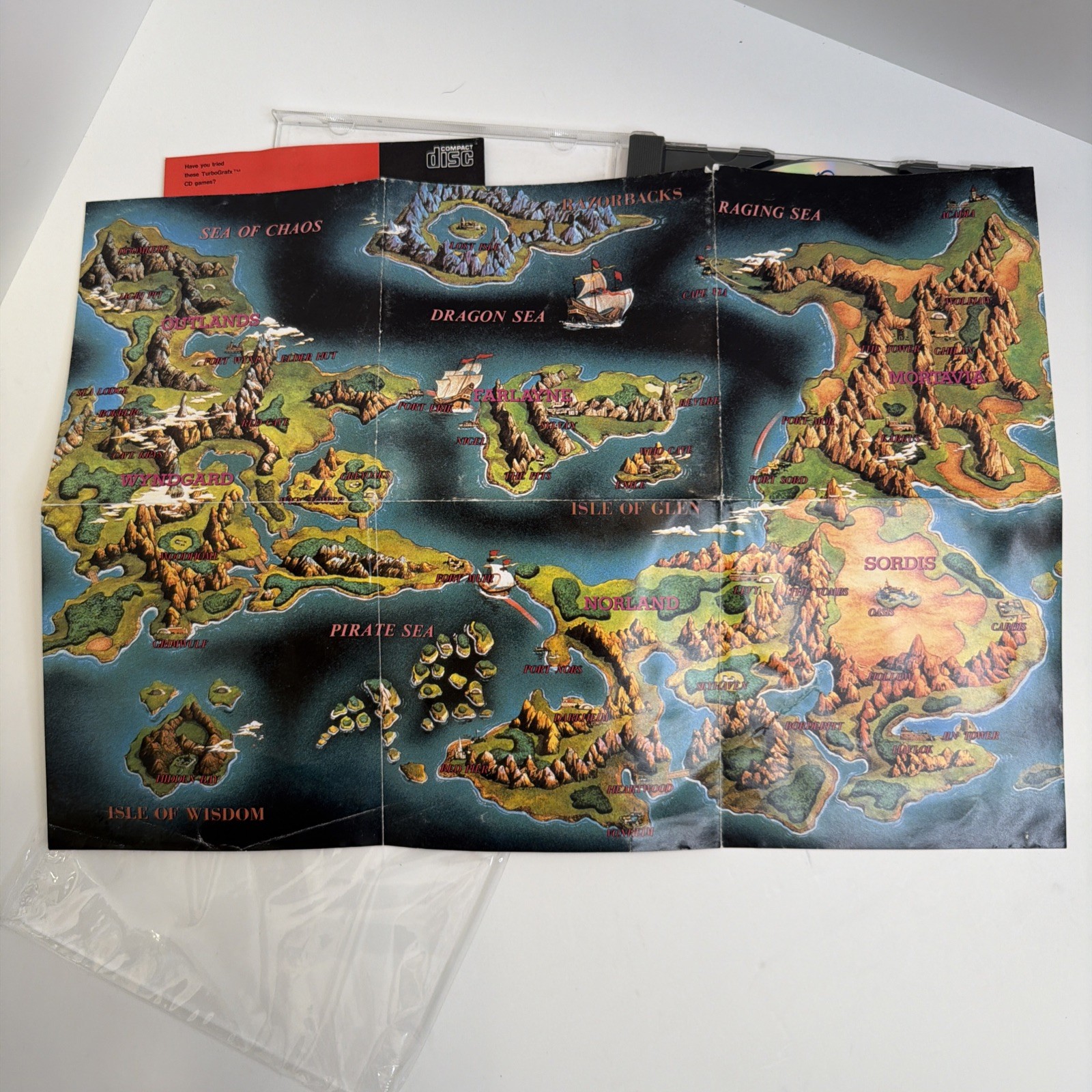 Dragon Slayer: The Legend of Heroes TurboGrafx Super CD Turbo Duo CIB W/ Map!