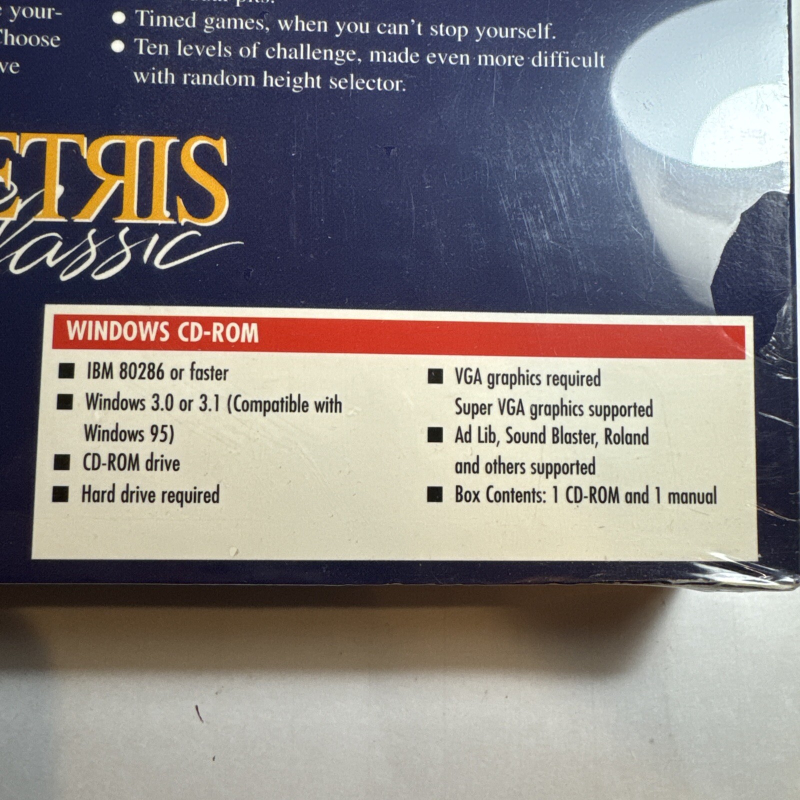 Tetris Classic for PC, Spectrum Holobyte w/ Big Box 1992 Blue Box RARE