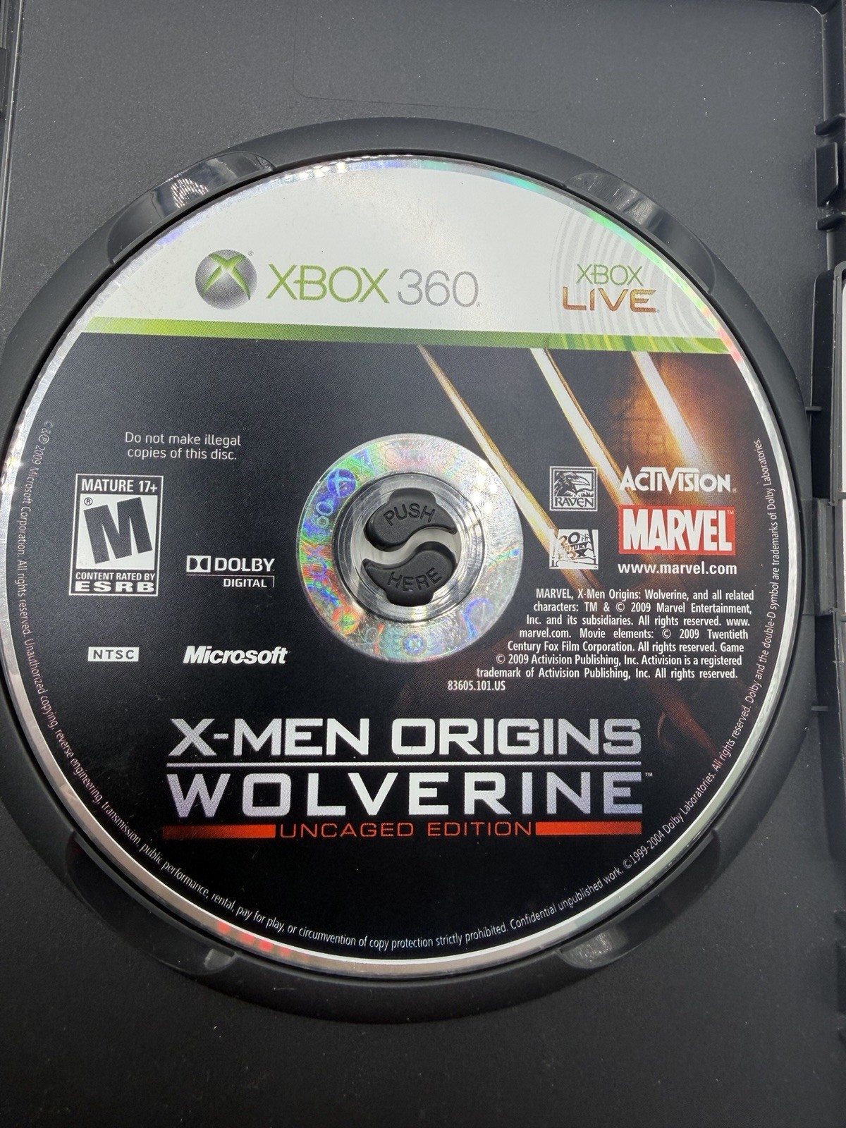 X-Men Origins: Wolverine — Uncaged Edition (Microsoft Xbox 360, 2009) Disc Only