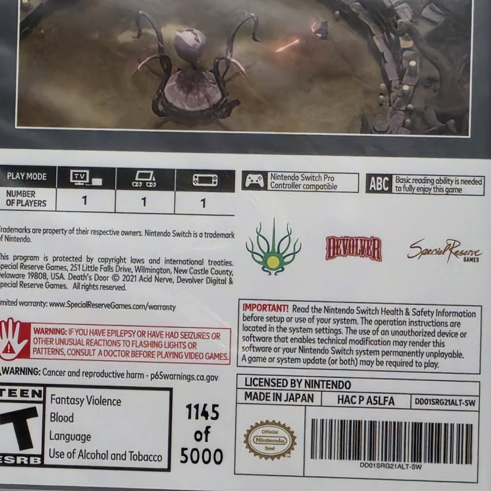 Deaths Door (Nintendo Switch) 1145 of 5000 Special Reserve Brand New Video Game