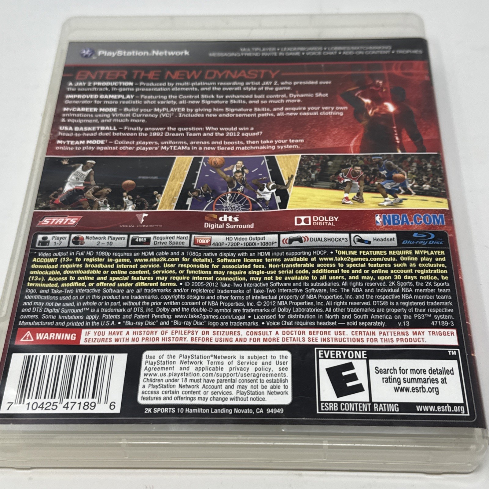 NBA 2K13 (PlayStation 3, 2012) PS3 Jay-Z – No Manual – No Test
