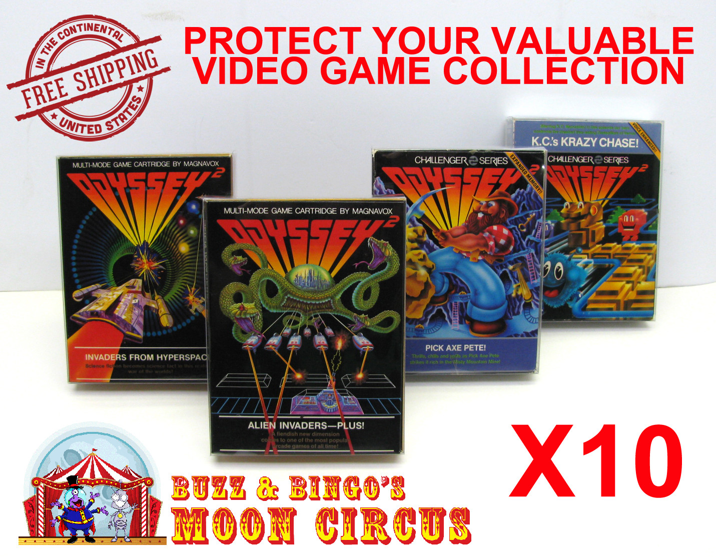 10x MAGNAVOX ODYSSEY 2 CIB GAME – CLEAR PLASTIC PROTECTIVE BOX PROTECTOR SLEEVE