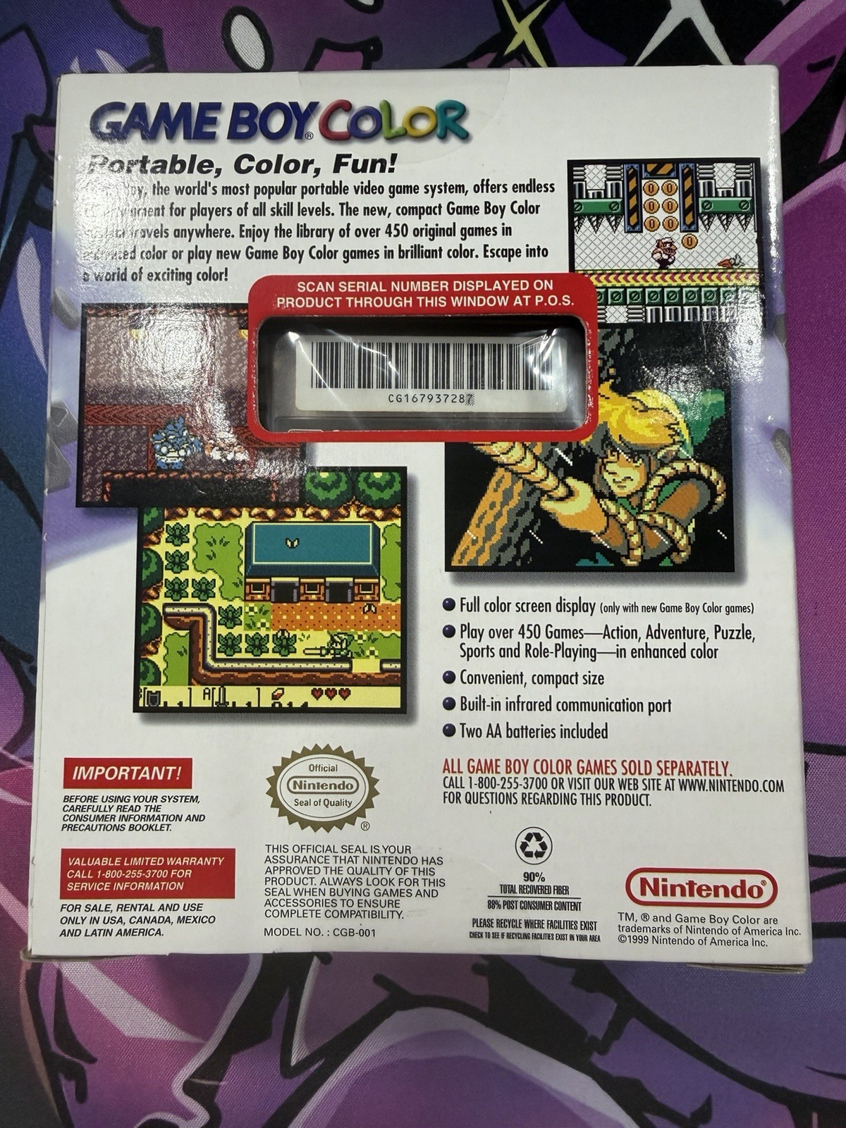 Nintendo Game Boy Color Handheld System – Atomic Purple – Factory Sealed New