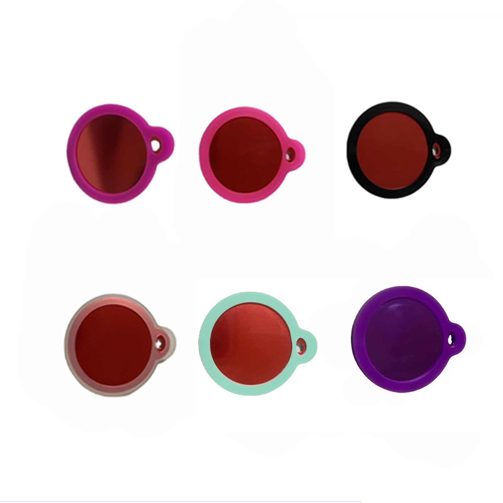 6 Pack 4.0*3.4 centimeters, Set Two(purple/Rose Red/Pink/Clear/Mint/Black)