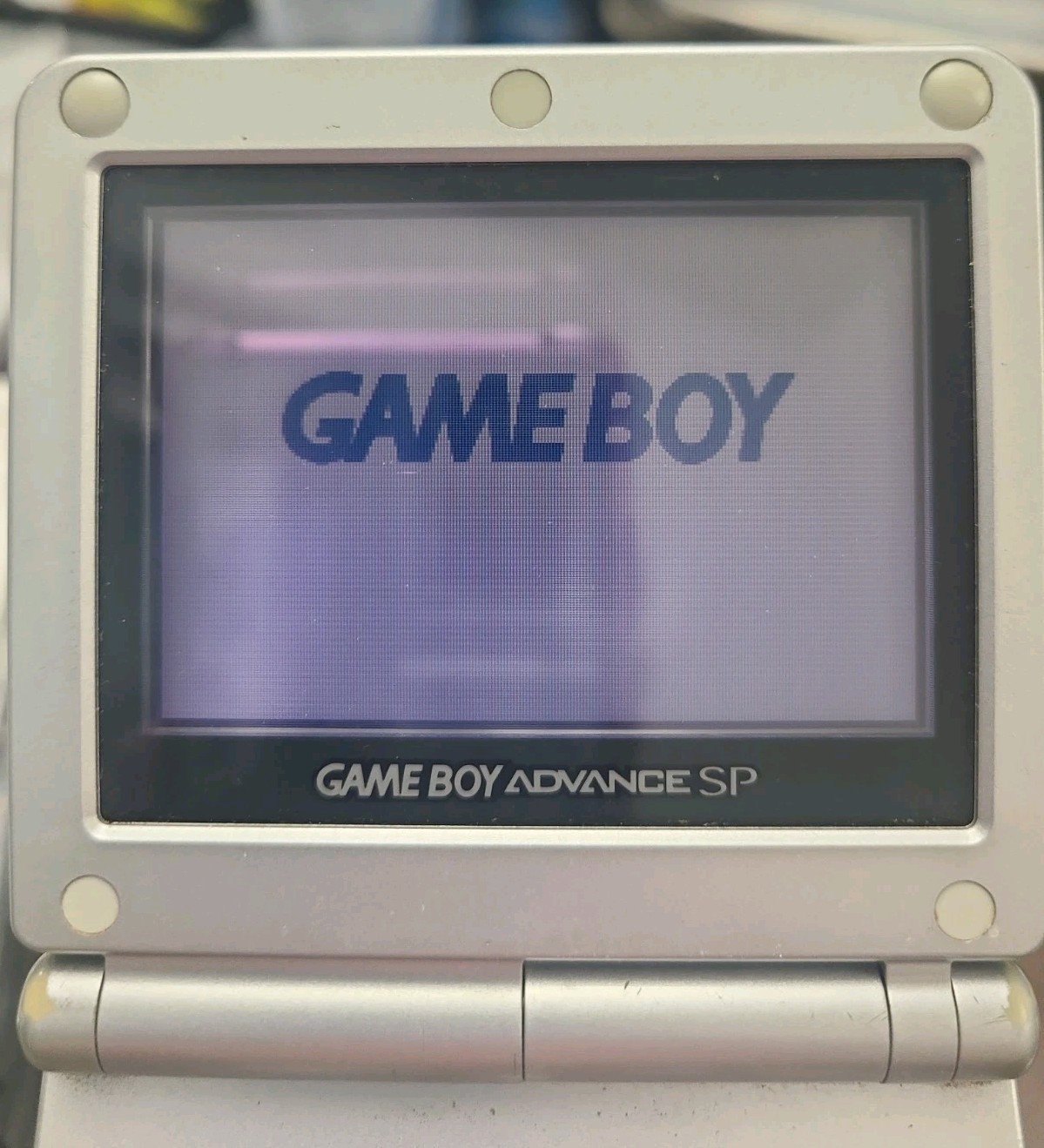 Nintendo Game Boy Advance SP AGS-001 Silver Console with Charging Cable