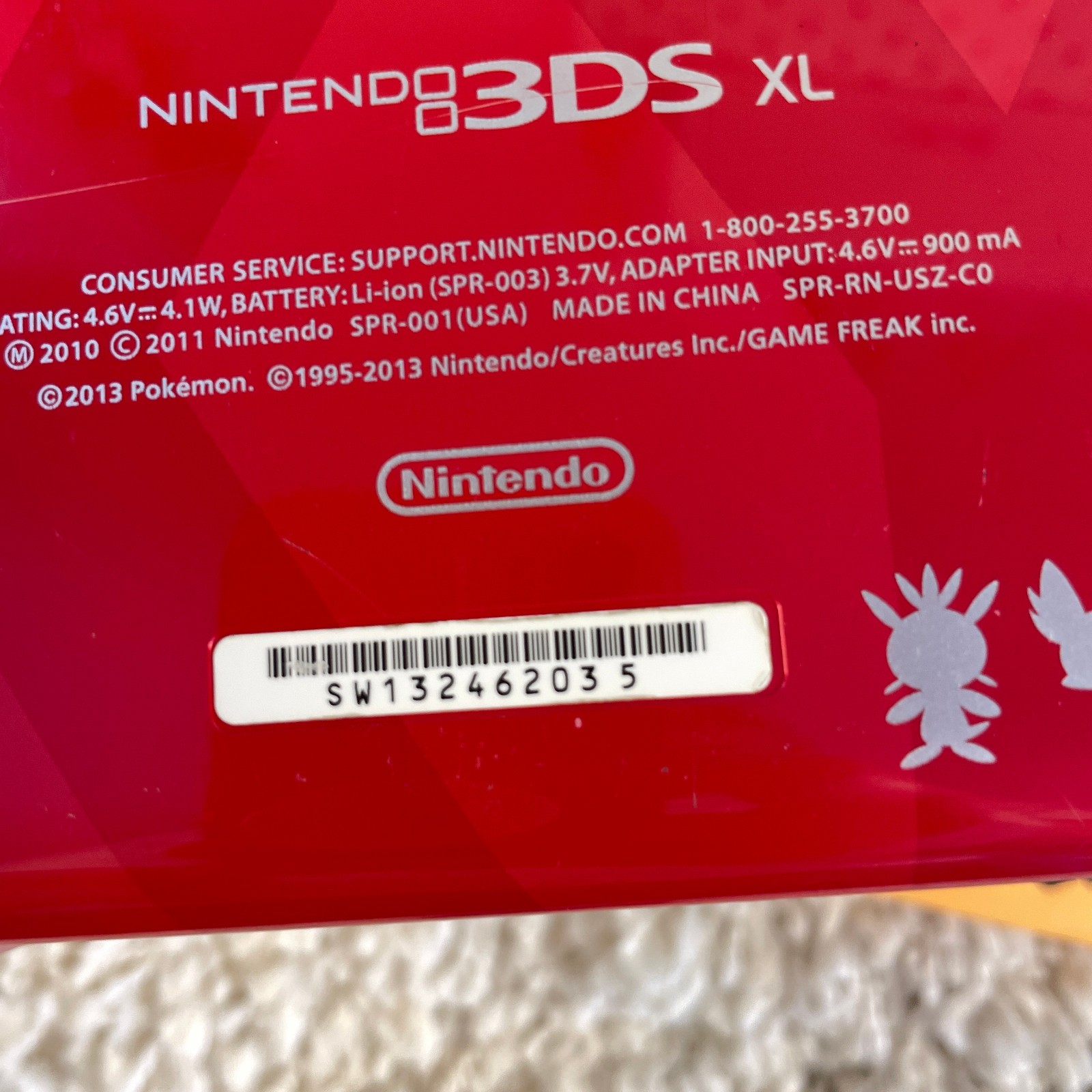 Nintendo 3DS XL Pokémon X and Y Red Version Handheld Console SPR-001 Tested