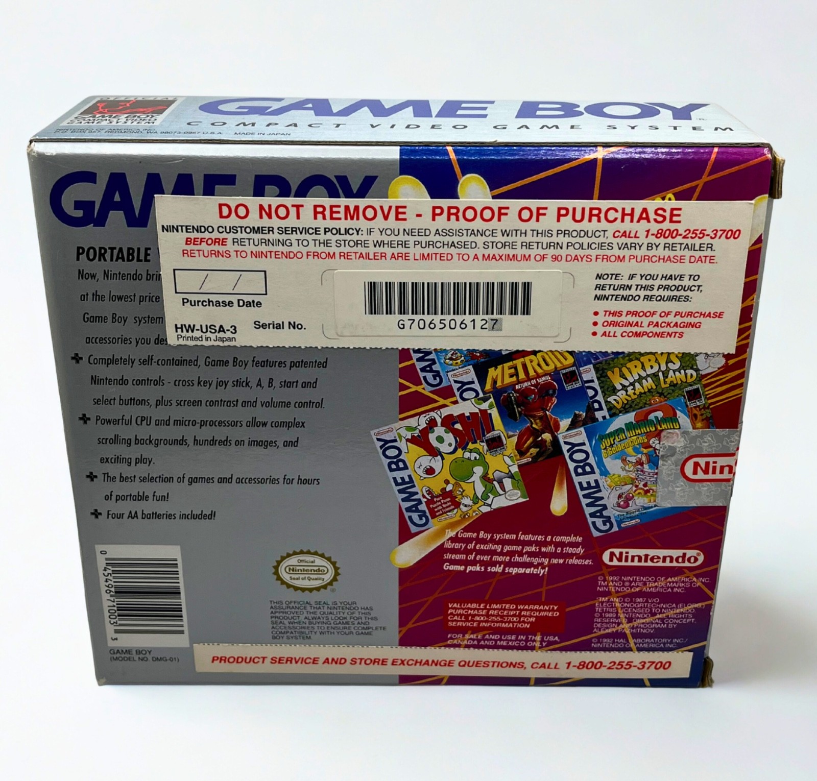 Nintendo Game Boy DMG-01 1992 NOB Complete Box Manual AC Adapter Tested
