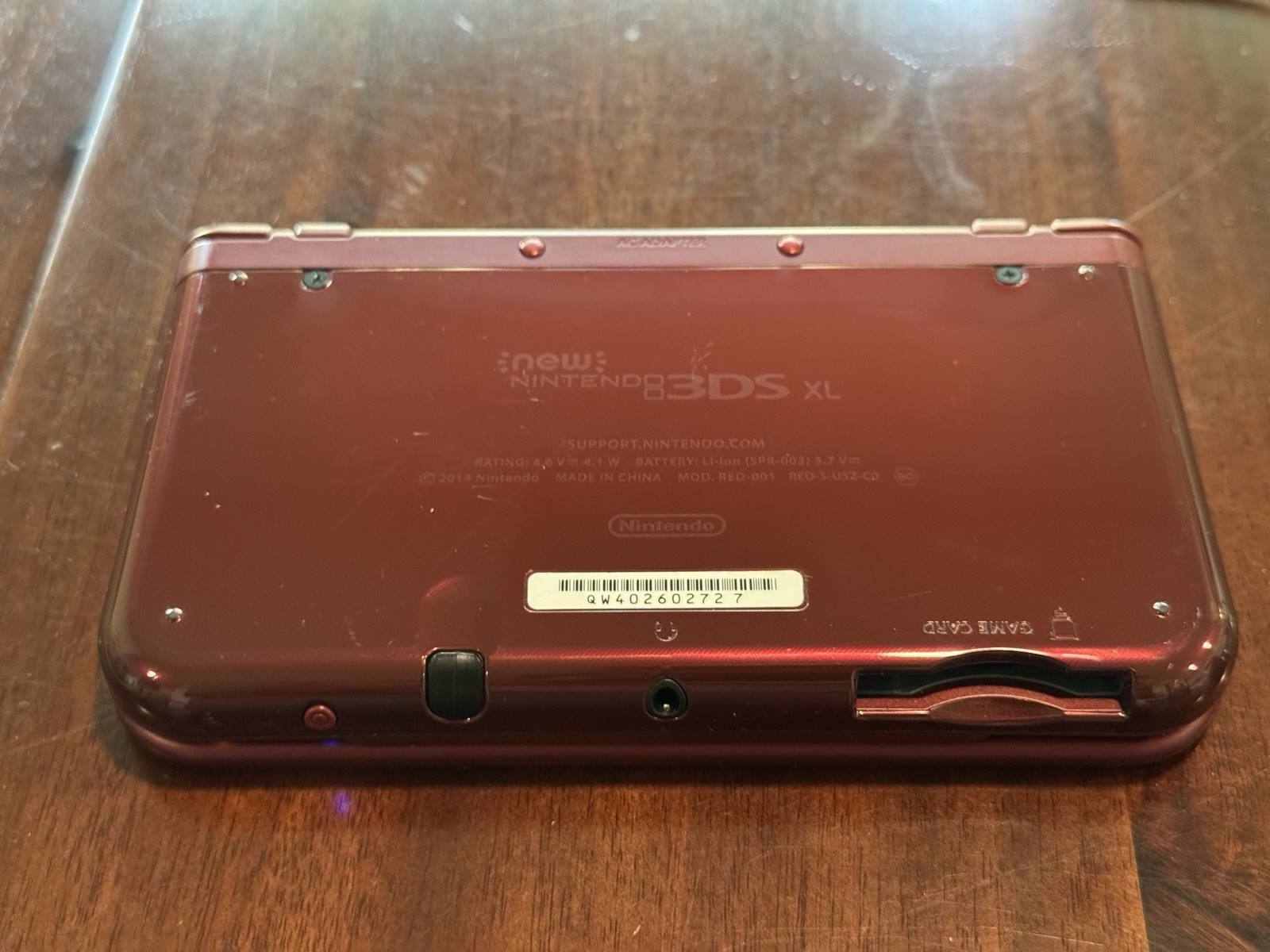 Nintendo New 3DS XL Red Handheld System w/ AC Adapter, Wi-Fi, 4GB, North America