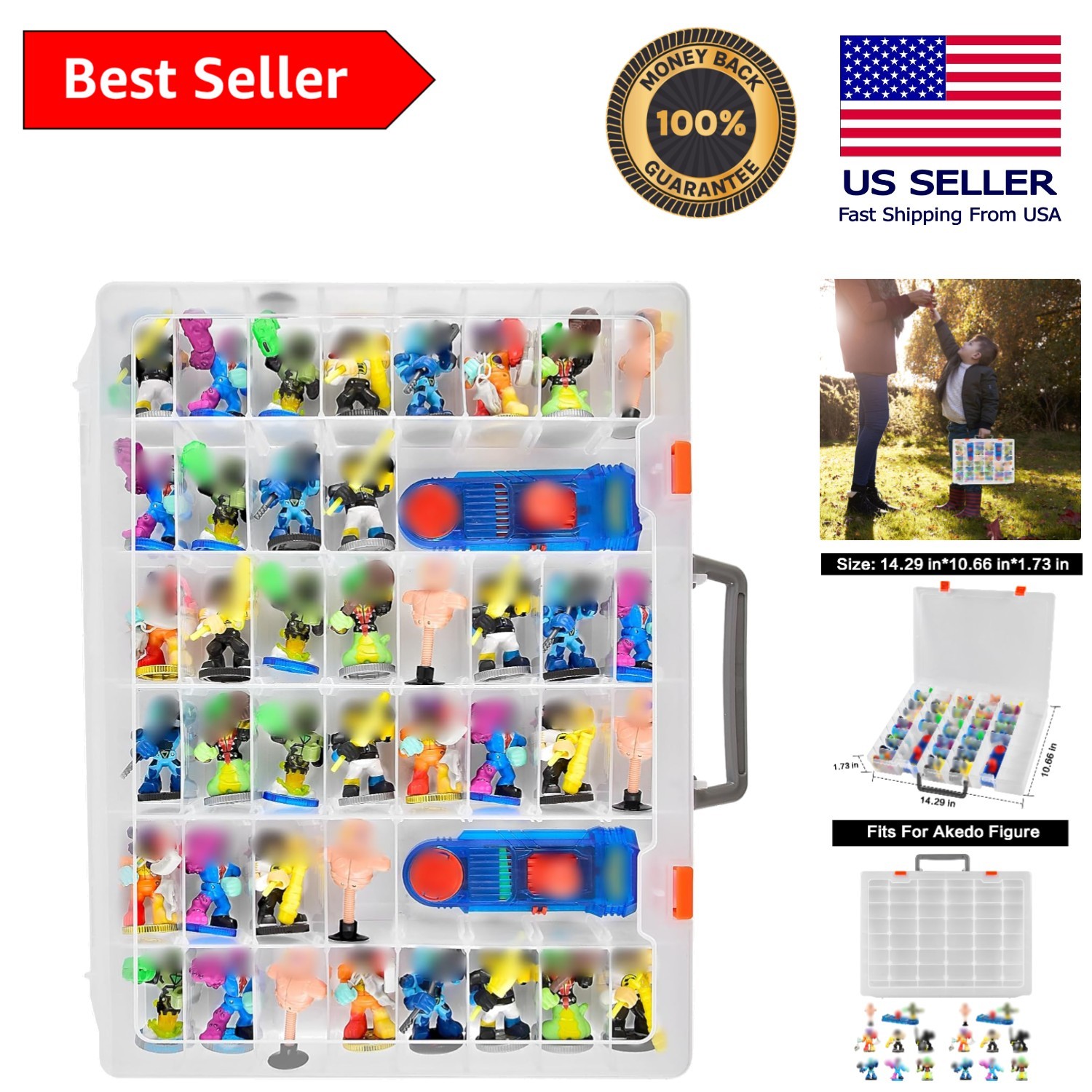 Durable Waterproof Toy Storage Box for Akedo Ultimate Arcade Warriors Figures