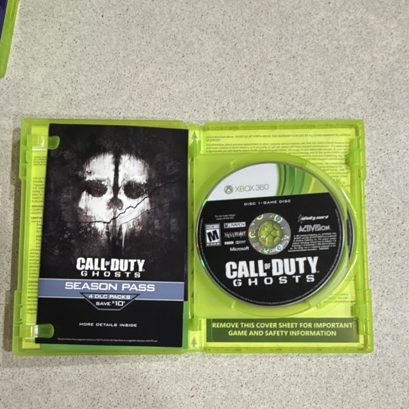 Activision Call of Duty: Ghosts Xbox 360 Multiplayer Bonus Map Manual Included