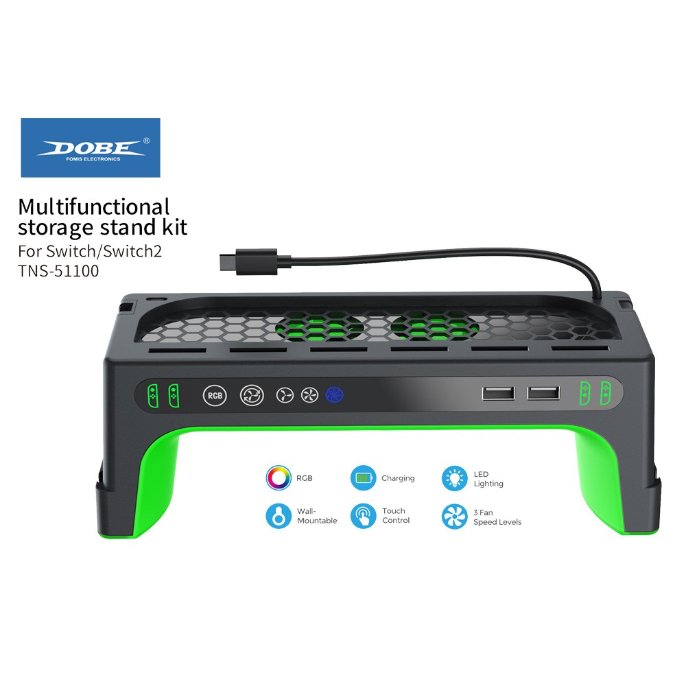 For Switch 2 Switch Desktop Handle Dock Charger Wall Mount Cooling Fan Stand Kit