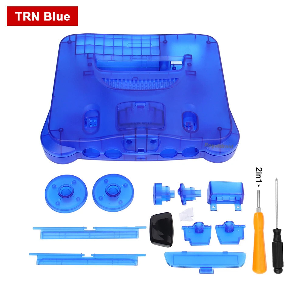 N64 Full Replacement Console Shell Housing Translucent Blue Nintendo 64
