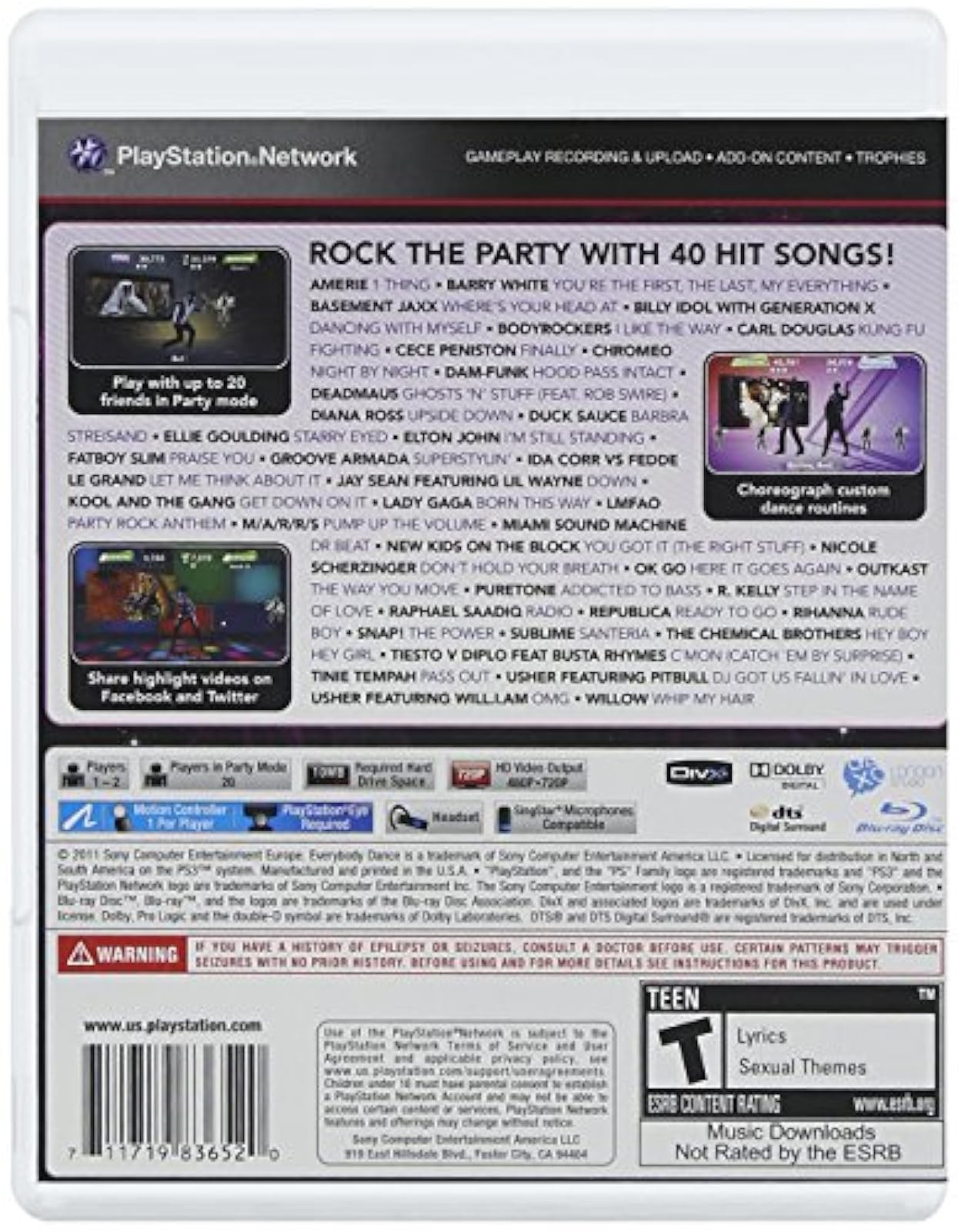 PS3 Everybody Dance For PlayStation 3 Music Very Good 7E