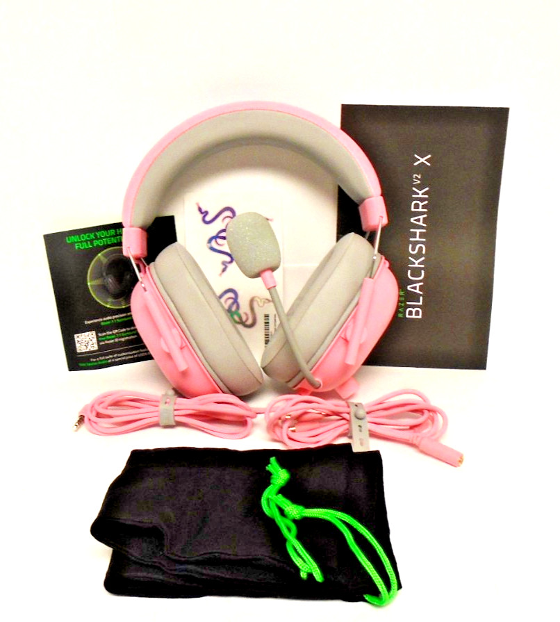 Razer BlackShark V2 X Multi-Platform Wired Gaming Pink Headset Volume Control