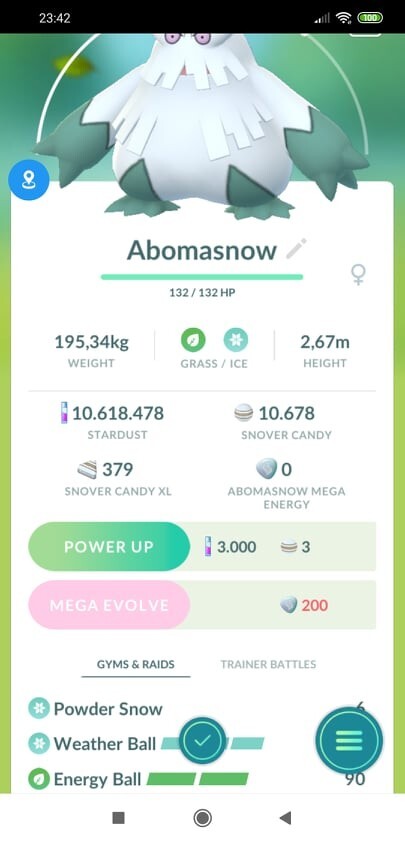 Abomasnow under 1500 CP 3 moveset Great PVP GBL -Trade