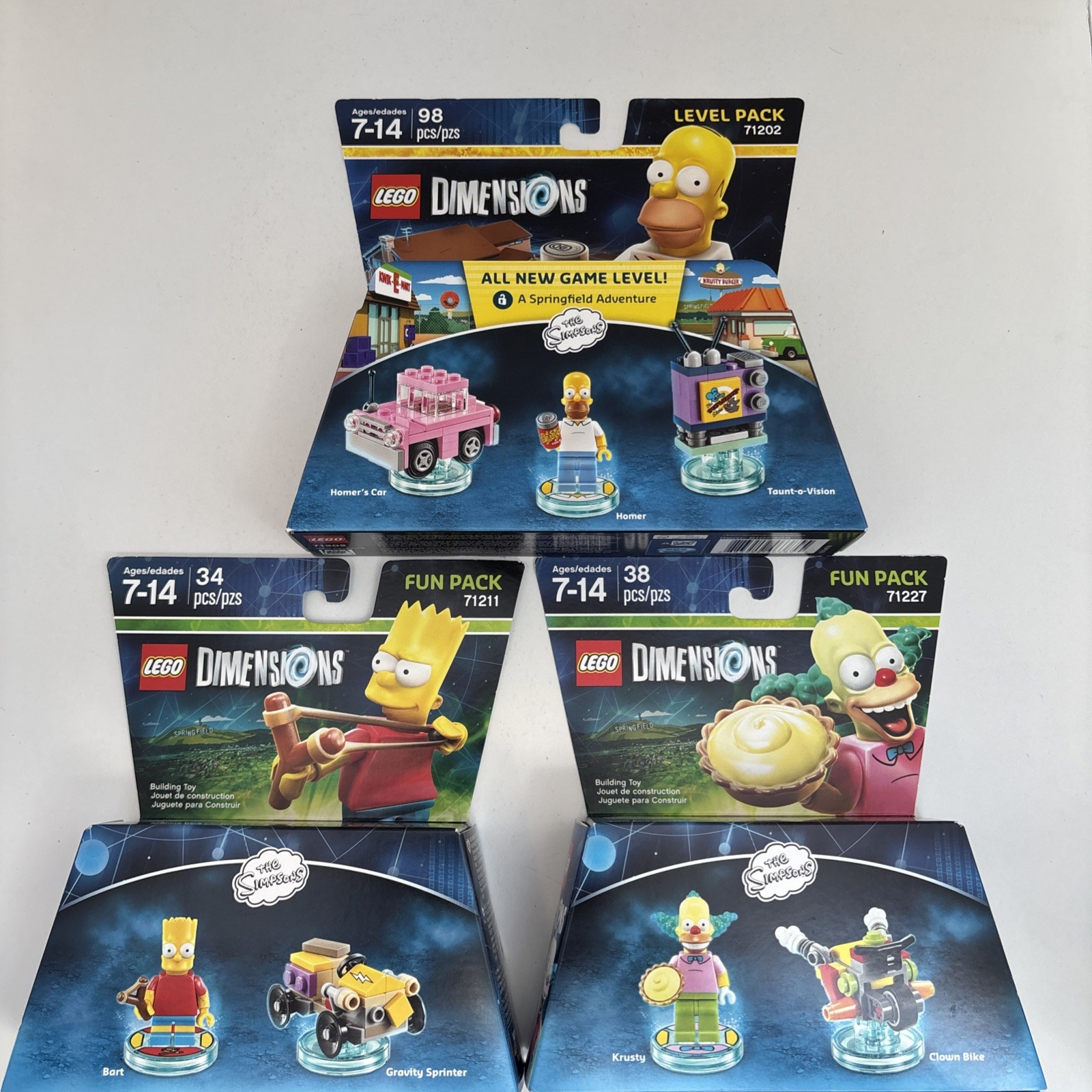 LEGO Dimensions The Simpsons Homer 71202, Bart 71211, Krusty 71227 NEW Sealed