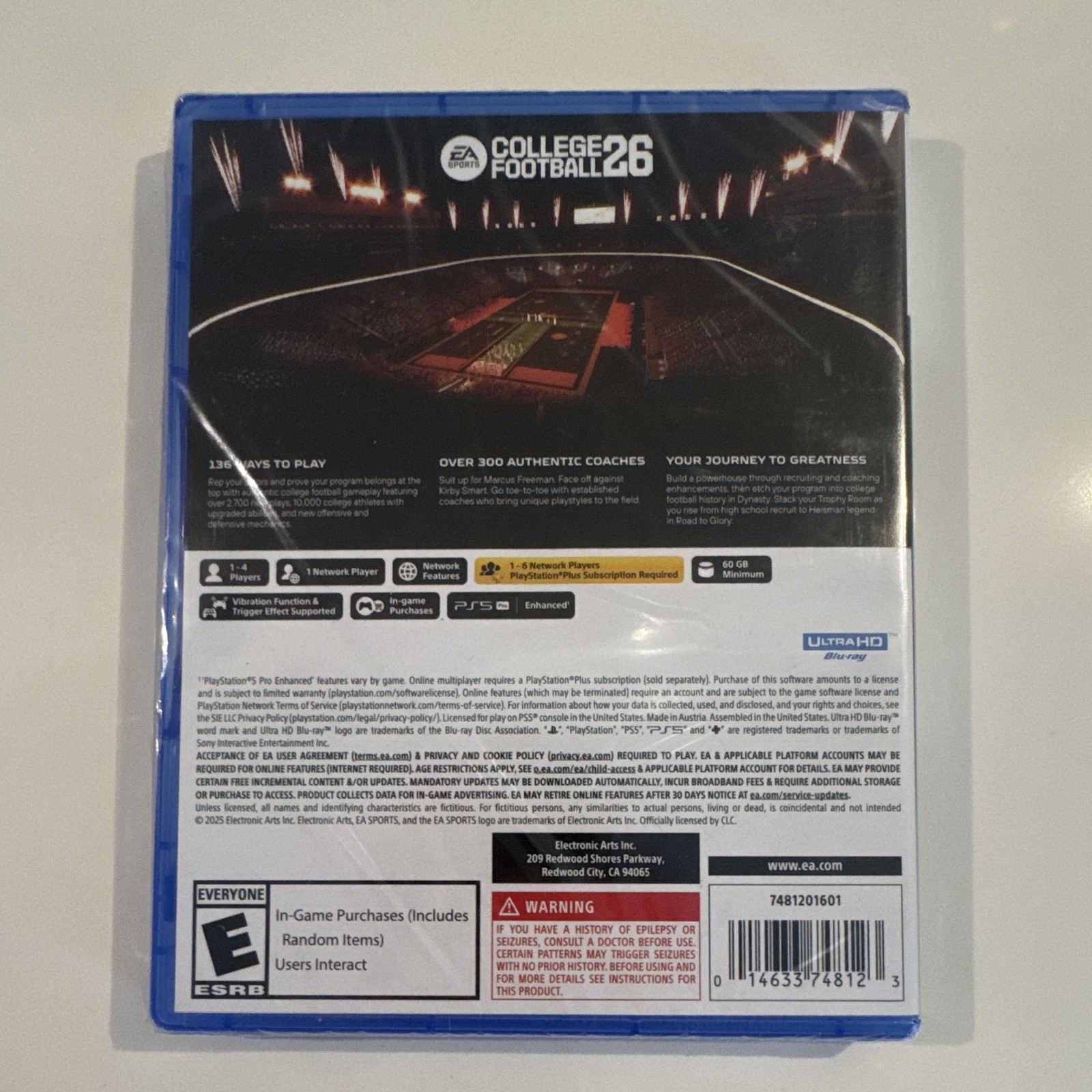 EA Sports College Football 26 PS5 Enhanced Ultra HD Blu-ray NEVER OPENED