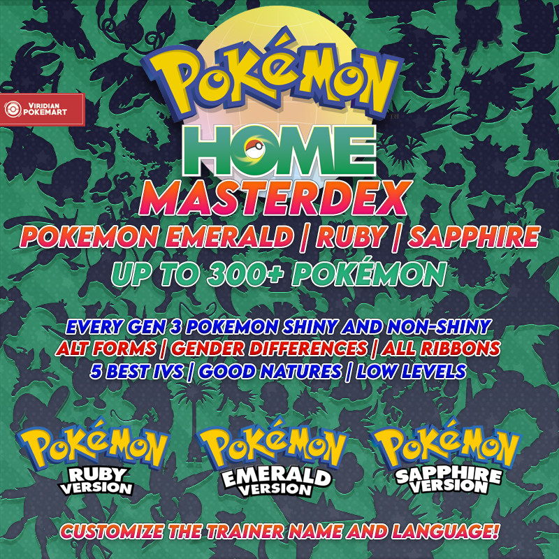 ✨MASTERDEX POKEMON EMERALD | GENERATION 3 | Pokemon Home | COMPLETE | RSE