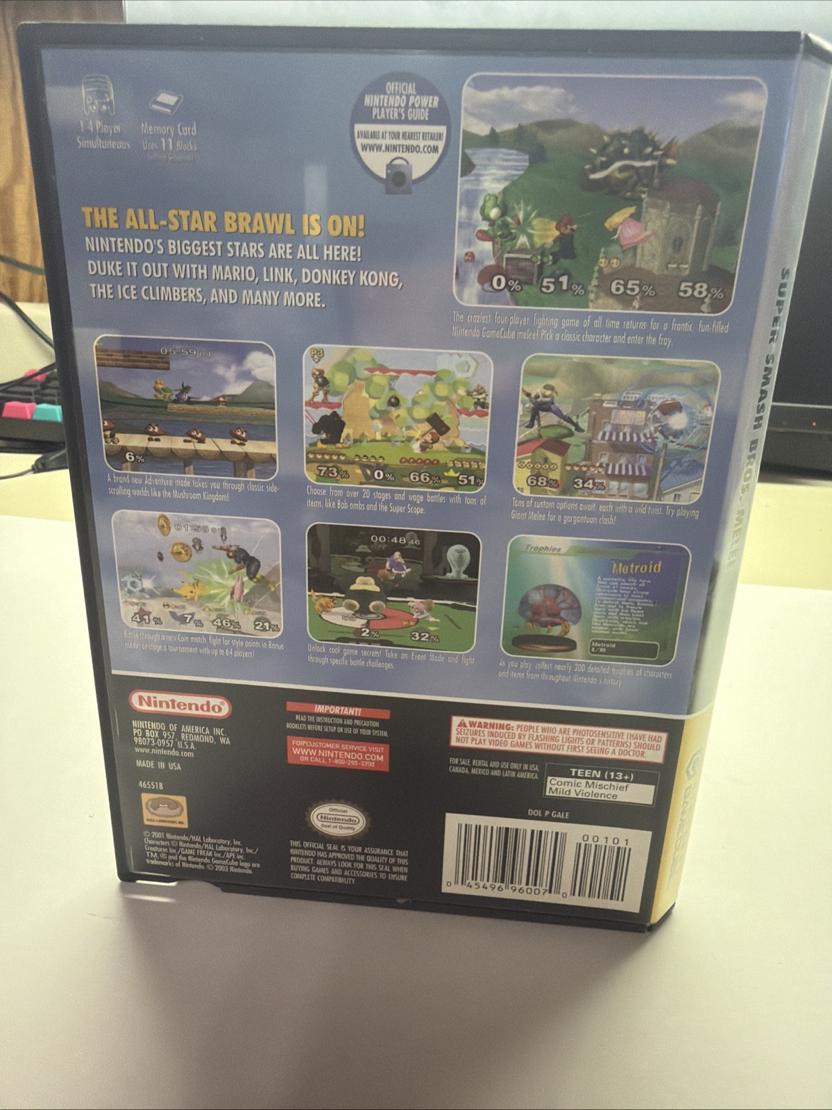 Super Smash Bros Melee Nintendo GameCube 2001,Tested, Working Mint