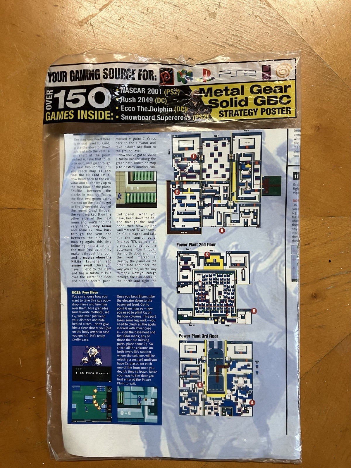 Vintage Metal Gear Solid GBC Poster Strategy Guide EGM July 2000 Polybag AOL
