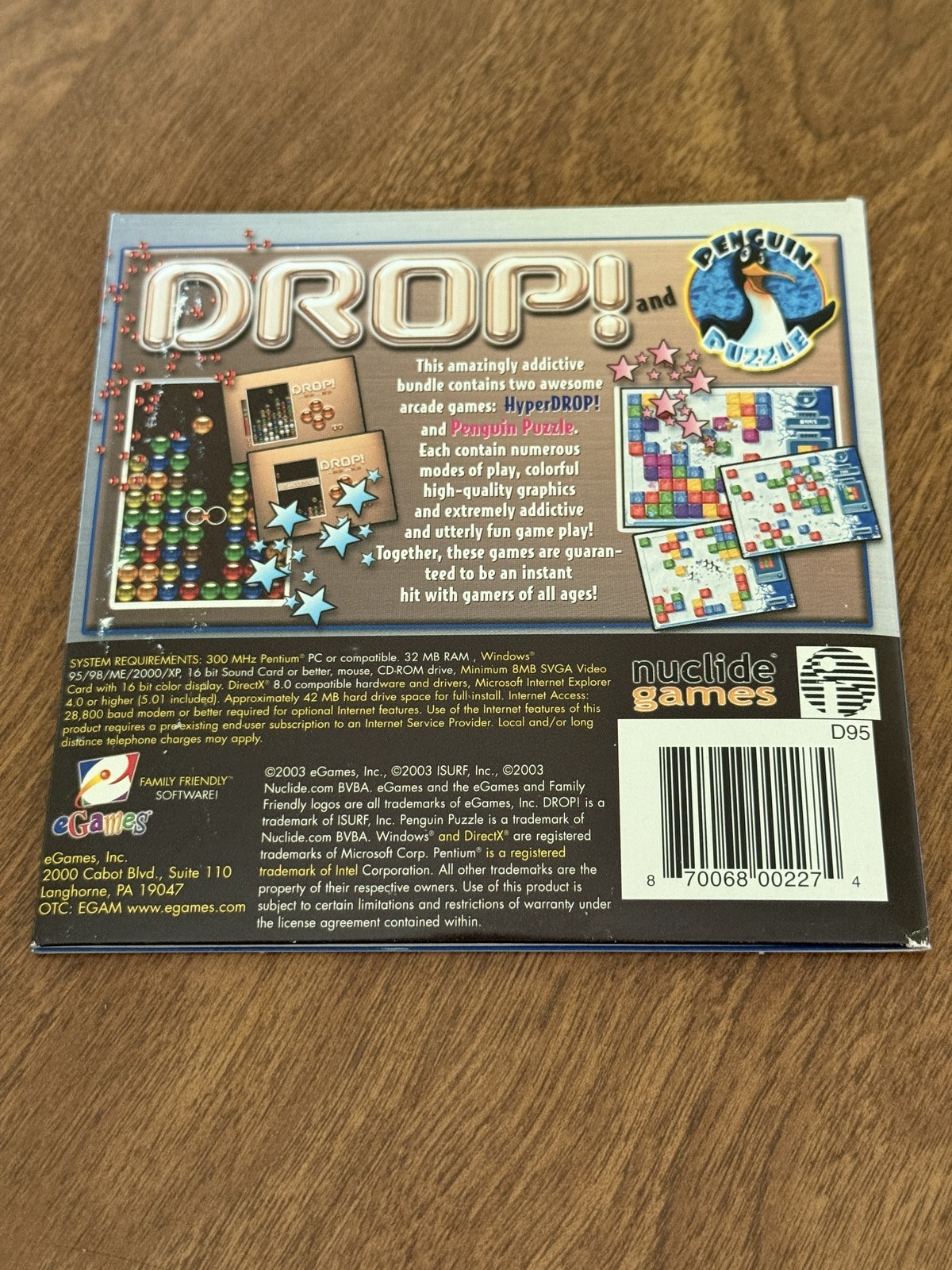 Drop eGames Twin Pack PC CD ROM Windows Penguin Puzzle Hyper Drop