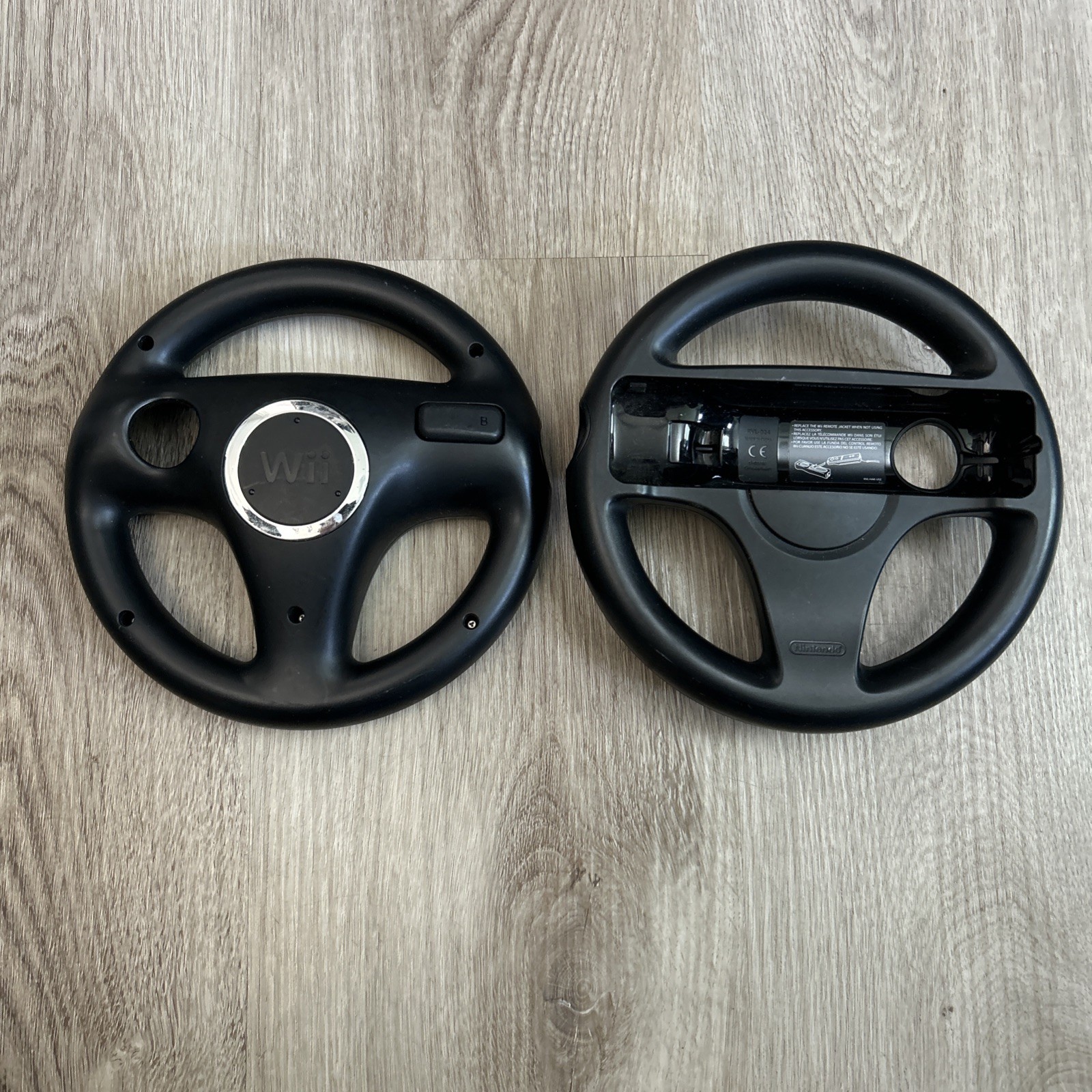 Nintendo Wii Steering Wheel x2 Mario Kart Racing OEM Official Black RVL-024