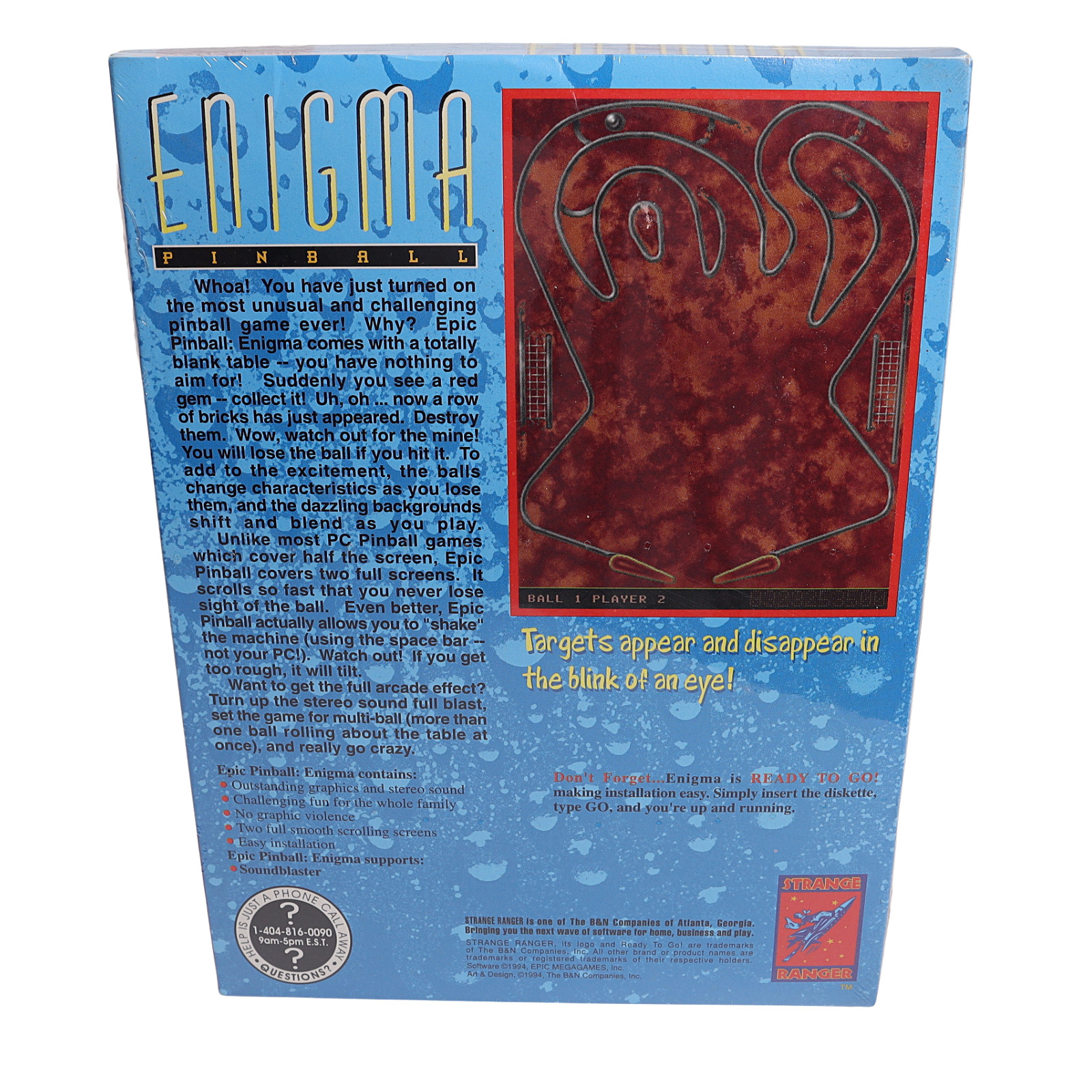 Enigma Pinball PC Version Game – Sealed – B079 By Monkey Business 1994