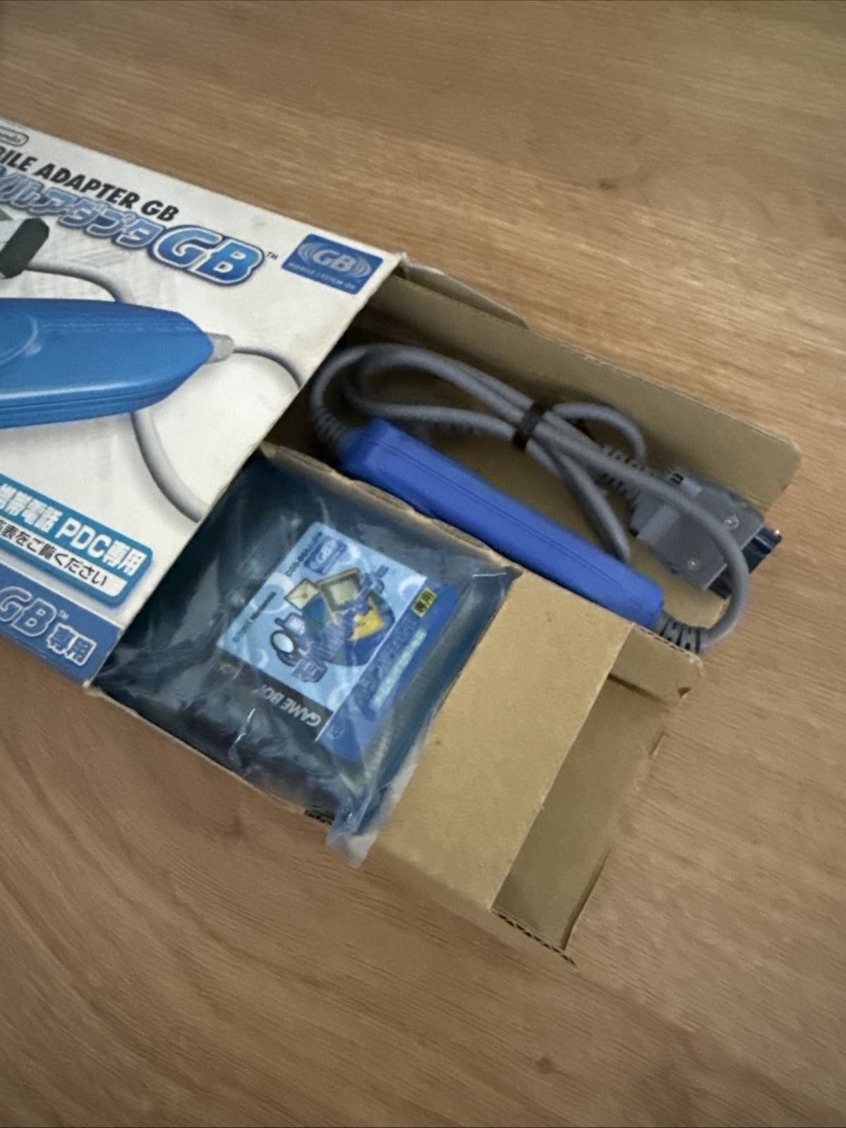 Nintendo Mobile Adapter GB AGB-005 Blue Cable Pokemon Crystal GBC Japan CIB