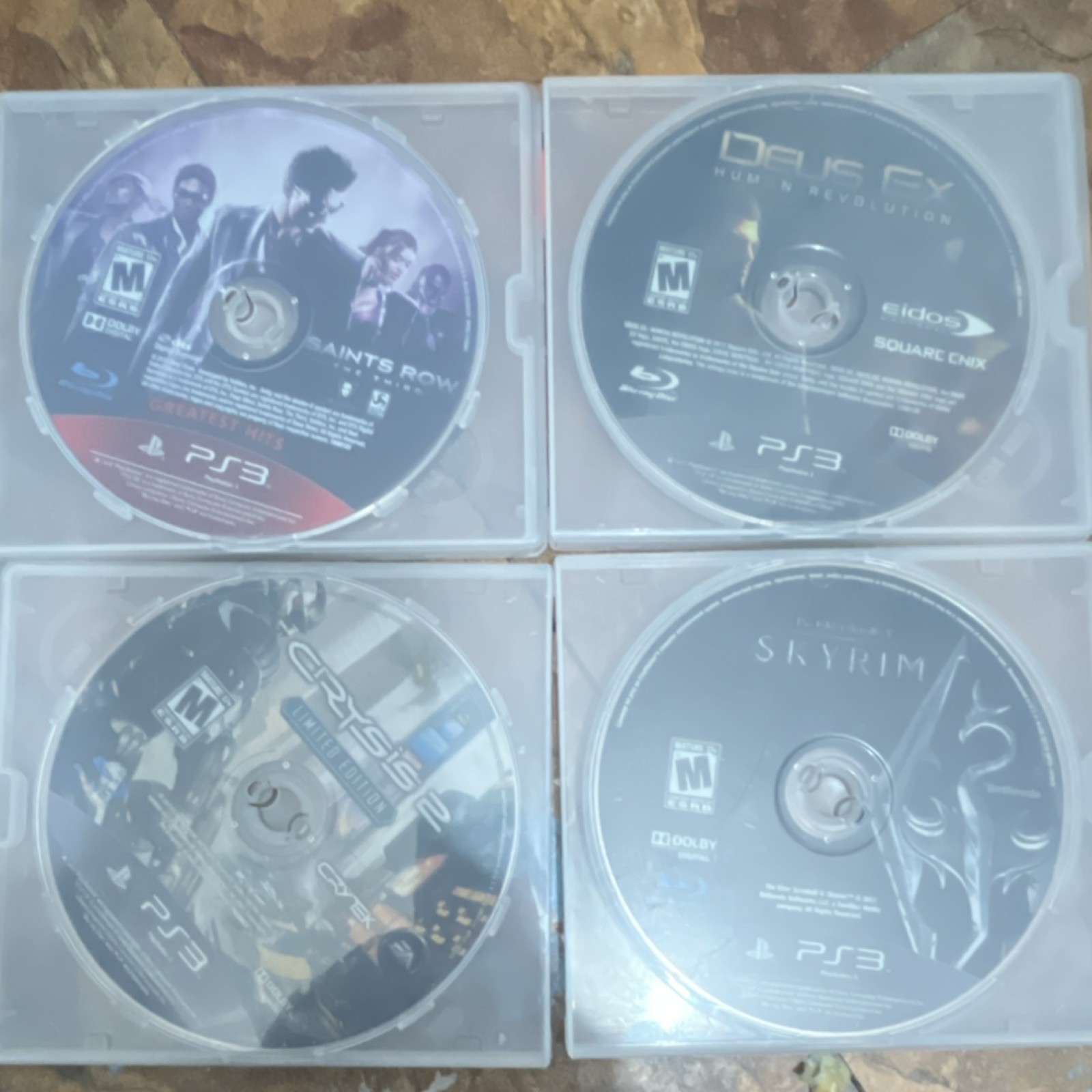 Sony/Bethesda/Square Enix PS3 Game Lot of 4 Skyrim, Deus Ex, Crysis 2