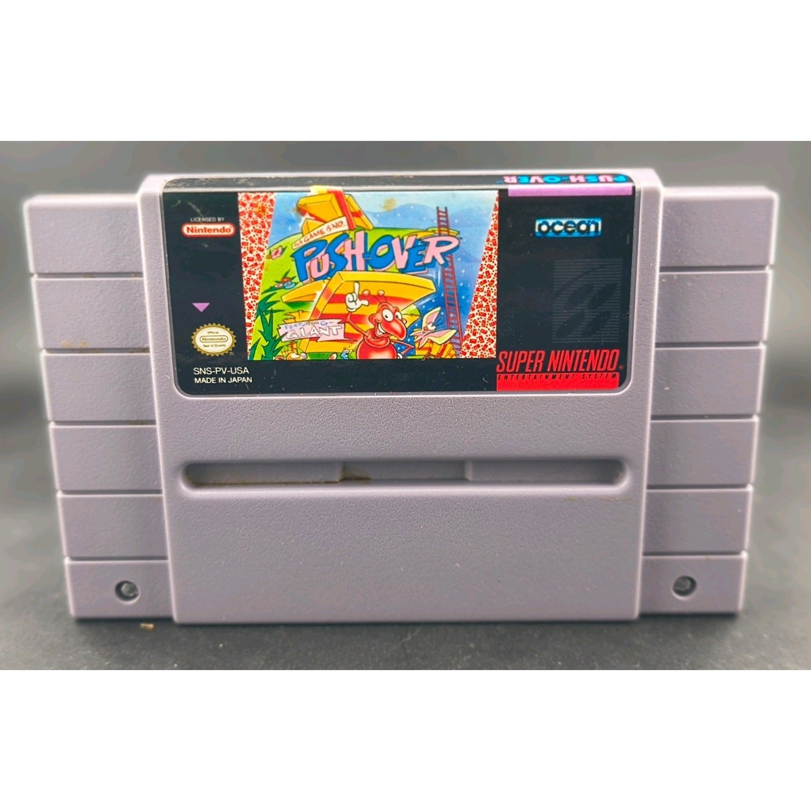 Push-Over Super Nintendo SNES Genuine Ocean Puzzle Game Cartridge Tested