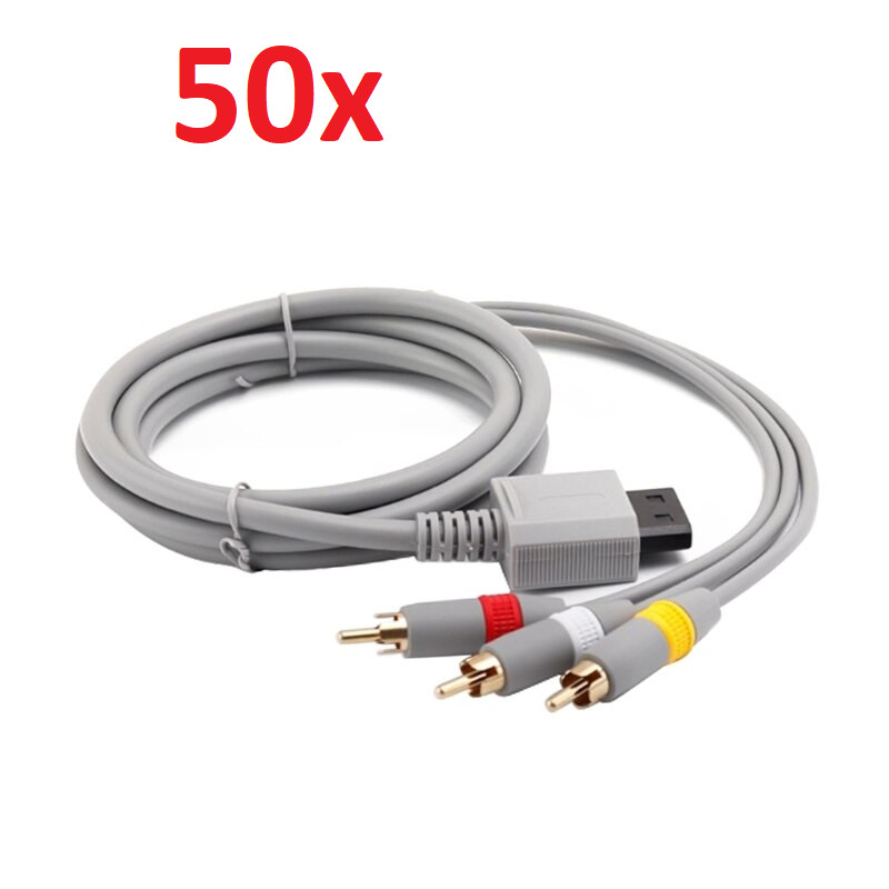 LOT 50X AV Audio Video Stereo Composite RCA Cable Cord for Nintendo Wii Wii U