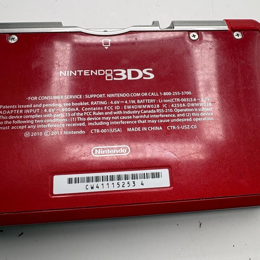 Nintendo 3DS Handheld Flame Red CTR-001 For Parts/Repair Broken Screen & Buttons