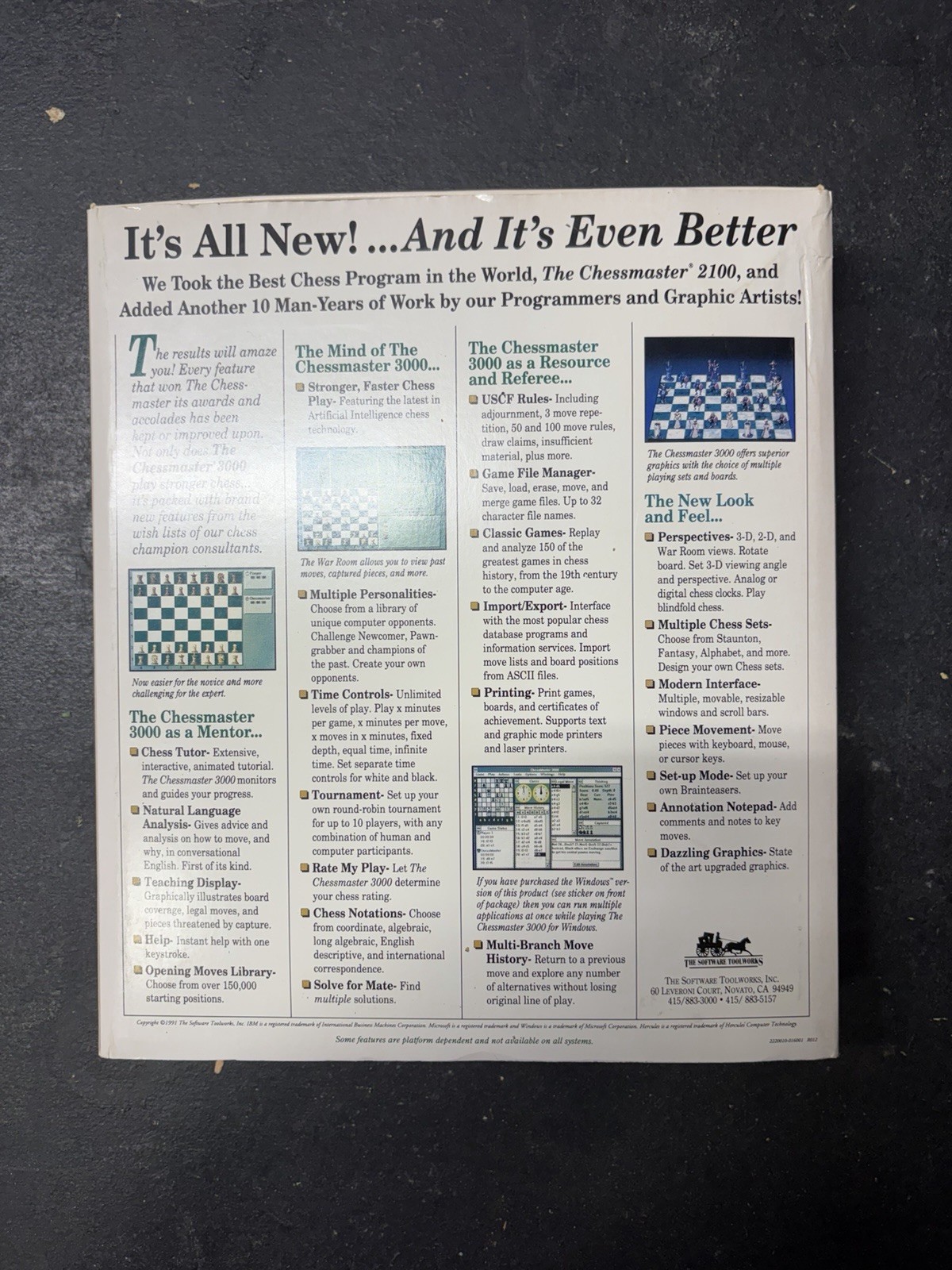 The Chessmaster 3000 IBM PC 3.5+5.25in Floppy Disks CIB Complete In Box