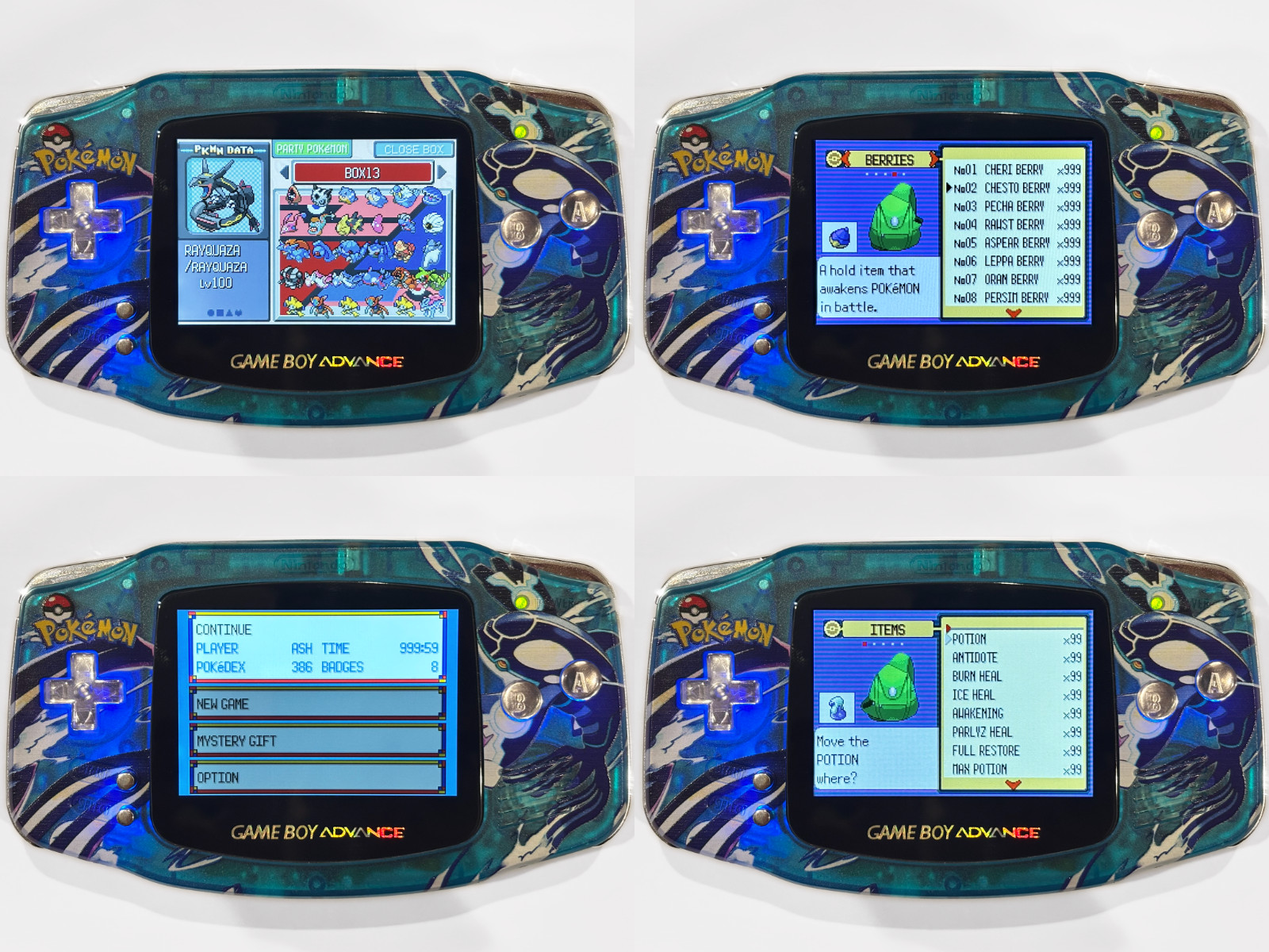No Game-Pokemon Emerald Custom Save Completed Shiny Living Dex + Mystery Events