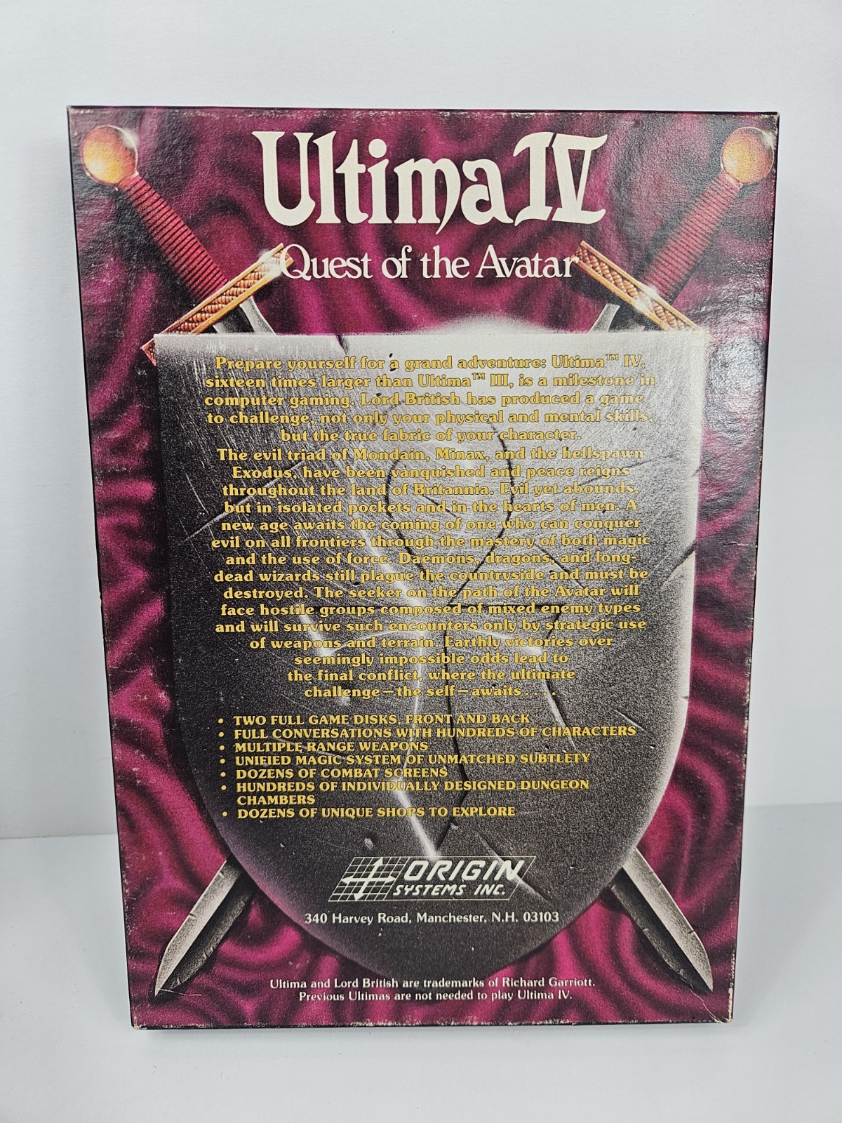 Ultima IV Quest Of The Avatar Atari 400/800 XL Vintage Game CIB W/ Manual & Map