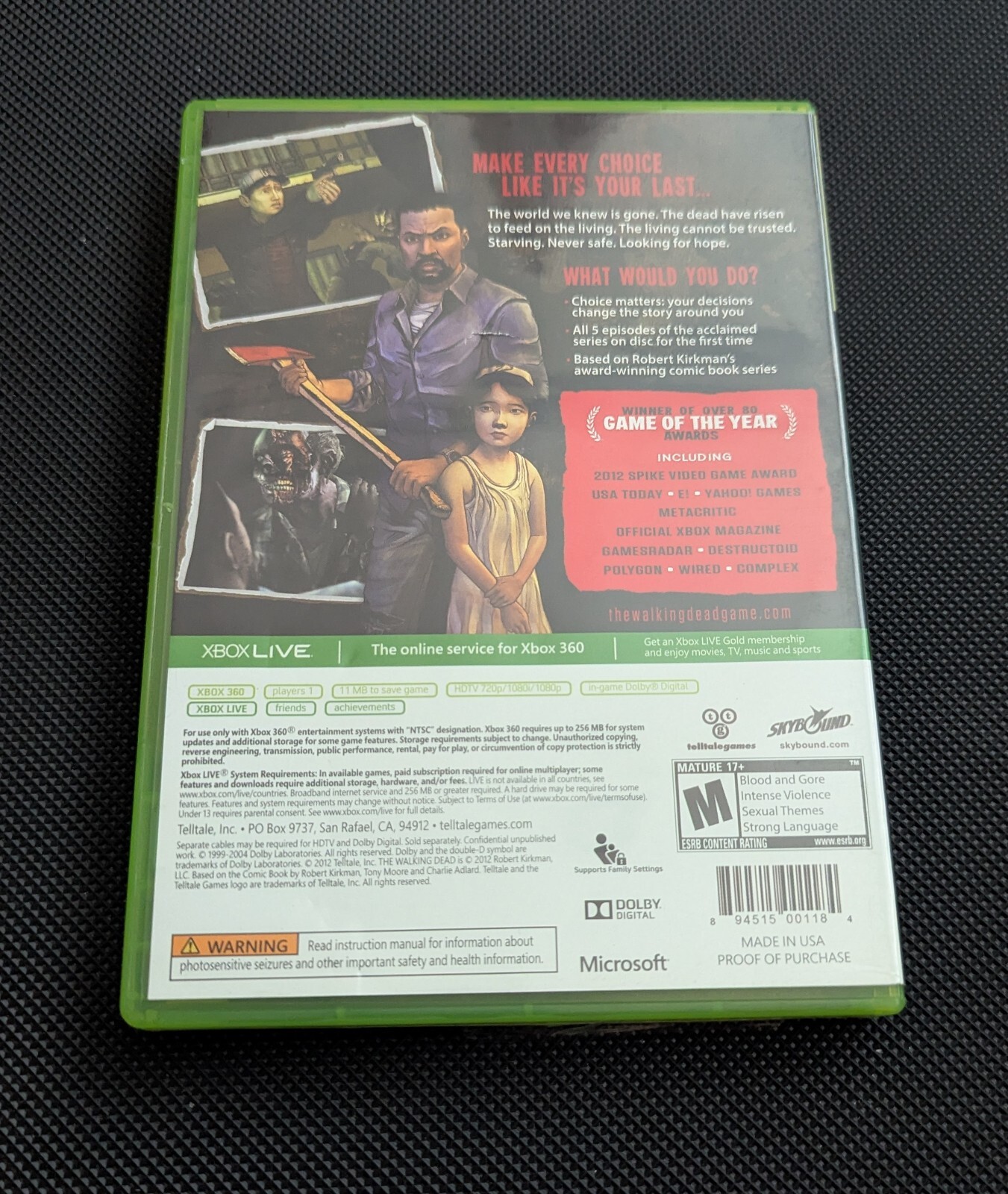 The Walking Dead: A Telltale Games Series (Microsoft Xbox 360, 2012) CIB