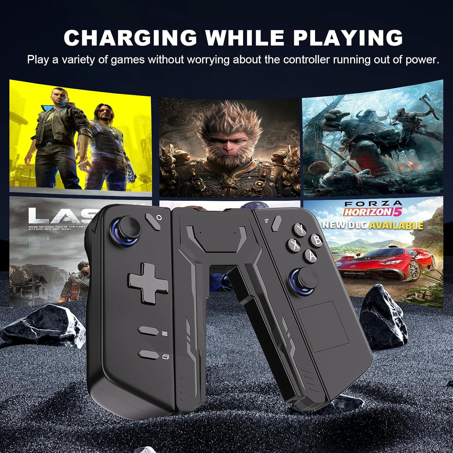 Charging Grip for Lenovo Legion Go Controller USB-C Dock Ergonomic Black