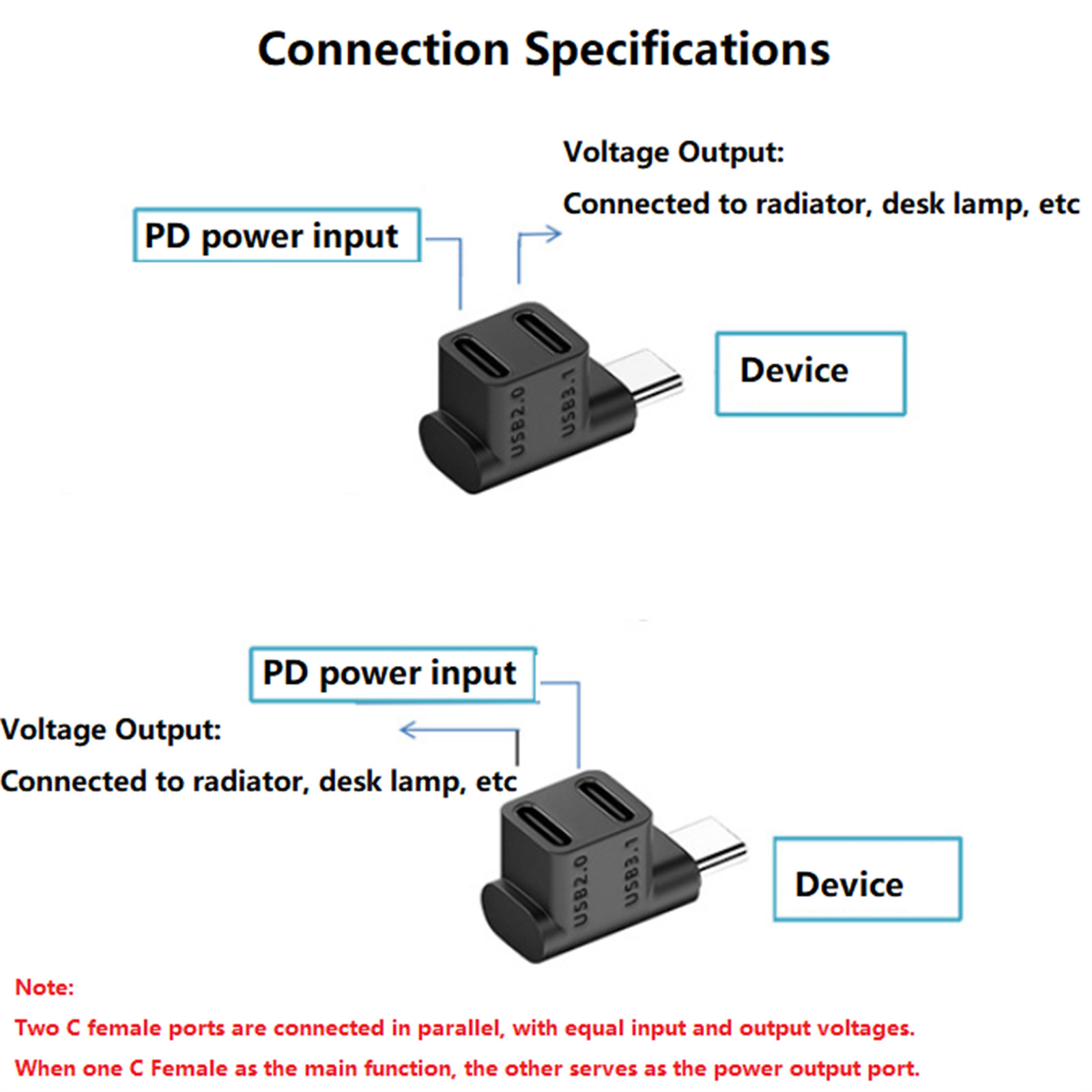 USB3.1 USB2.0 2 Type-C Female to 1 Type-C Male Adapter For Steam Deck Console dd