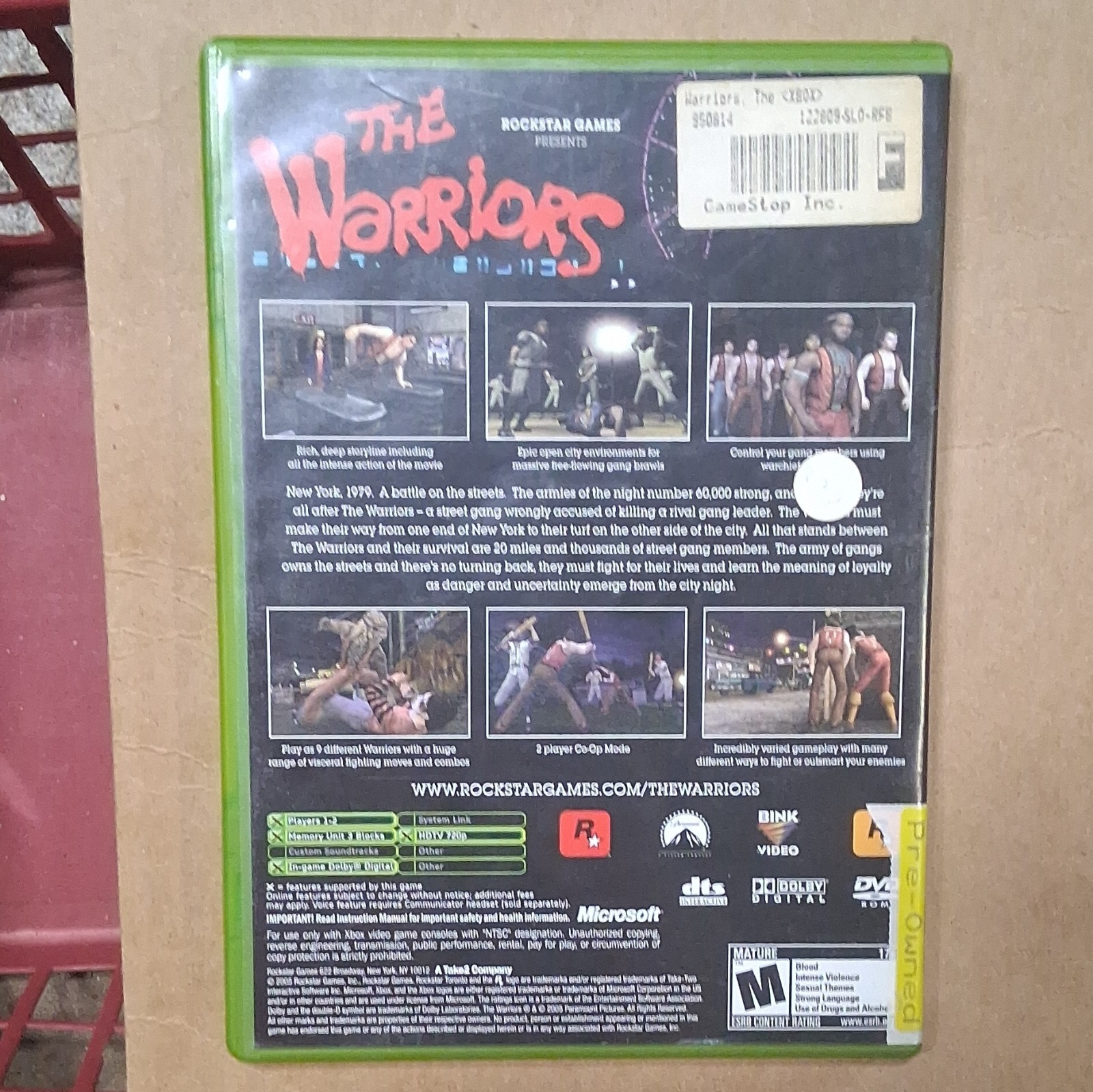 Rockstar Games The Warriors Microsoft Xbox w/ Case Disc 2005 M NTSC-U/C