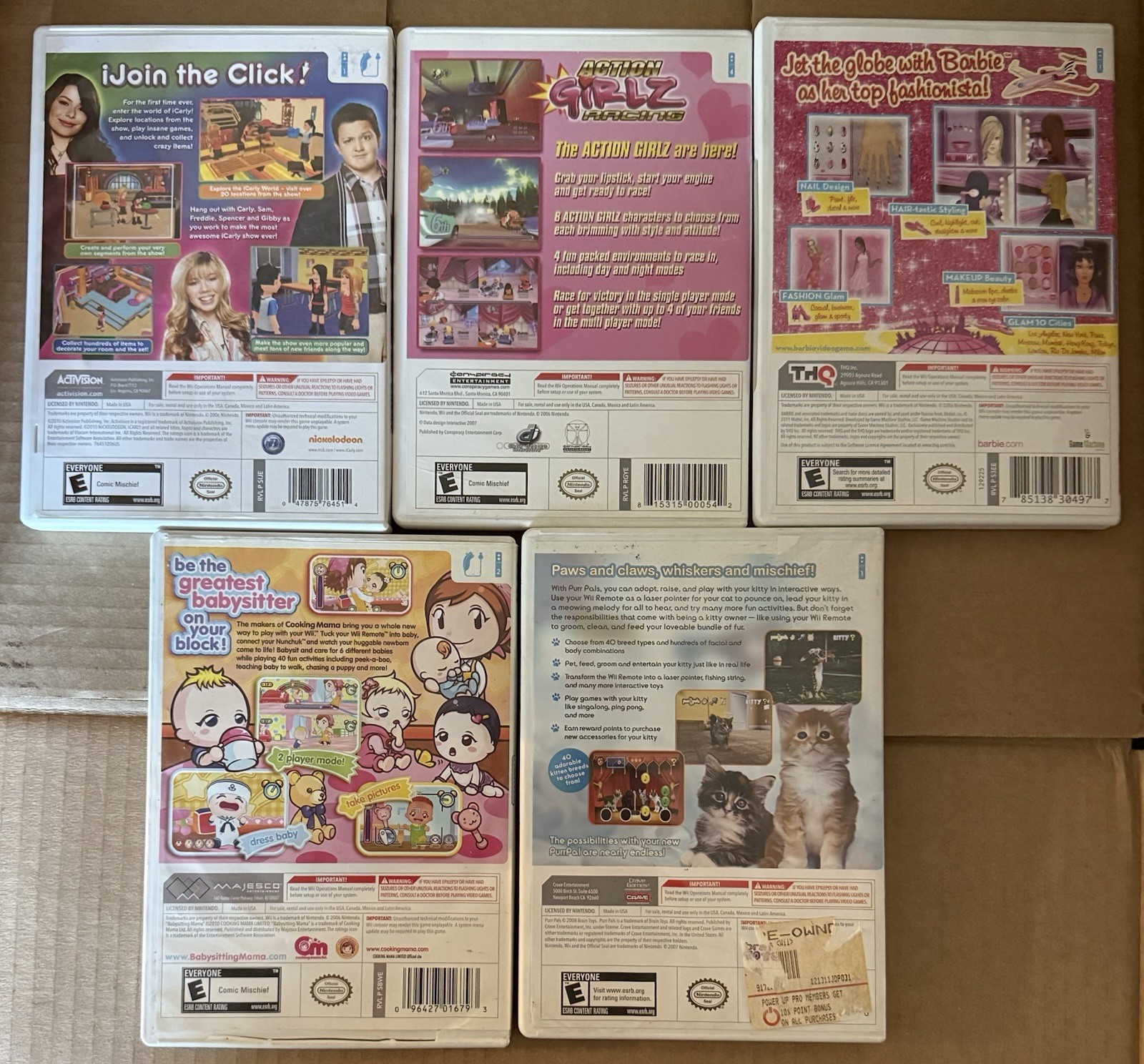 Bundle: Barbie, Action Girlz, Babysitting Mama, Purr Pals, ICarly (Wii) Complete