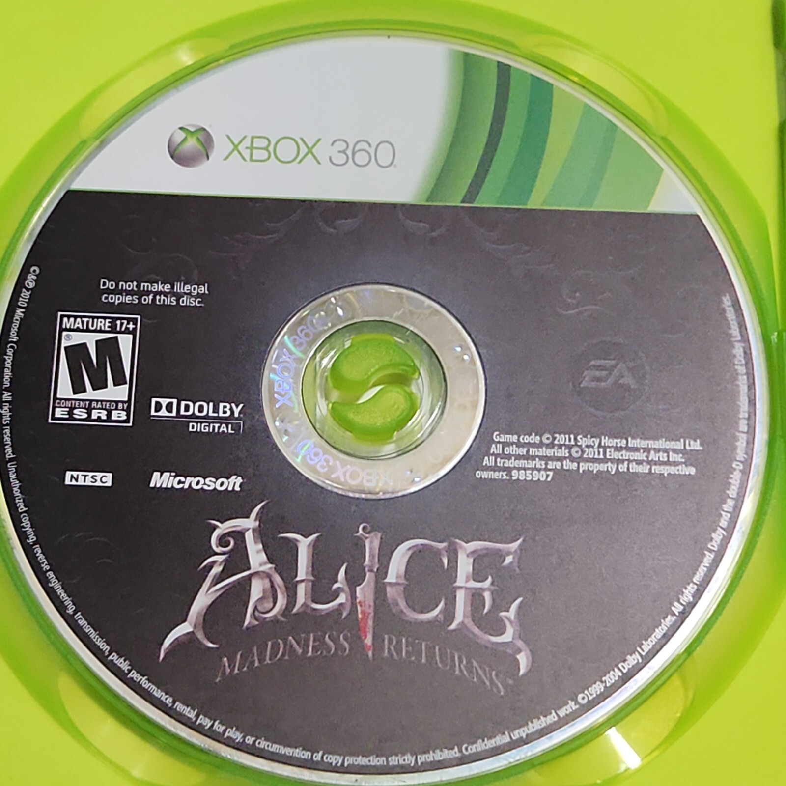 Alice Madness Returns Xbox 360 Game CIB