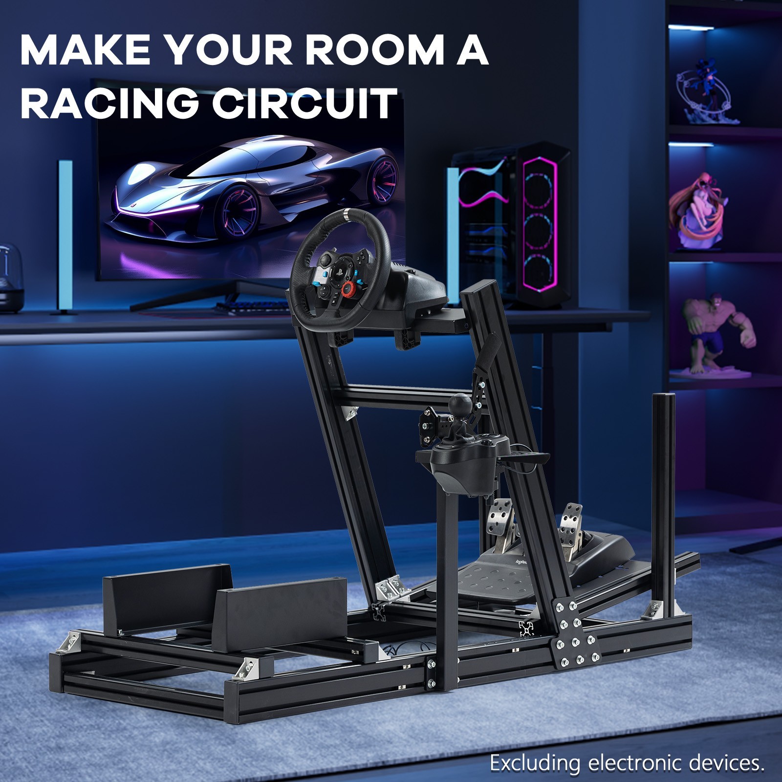 Supllueer 4080 Aluminum Racing Simulator Cockpit Fit Logitech Thrustmaster T300