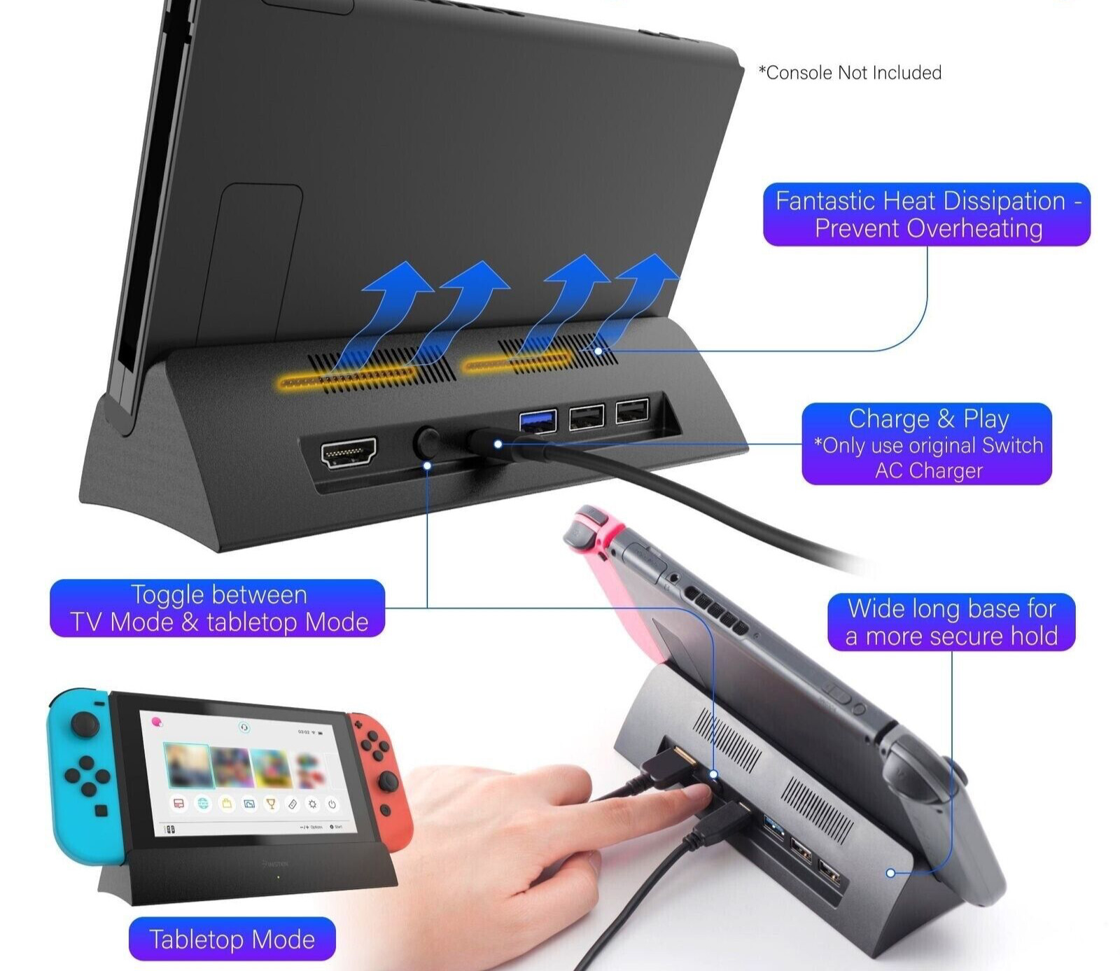 TV Docking Station For Nintendo Switch HDMI Adapter Connect to TV NEW Open Box!!