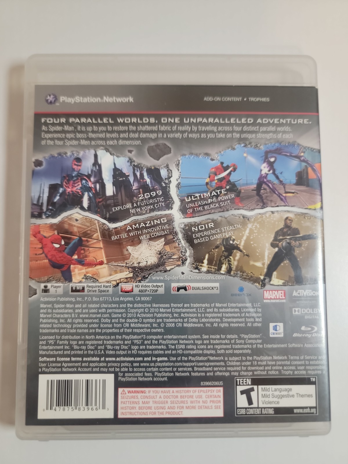 Spider-Man: Shattered Dimensions (Sony PlayStation 3) PS3 Complete W/ Manual CIB