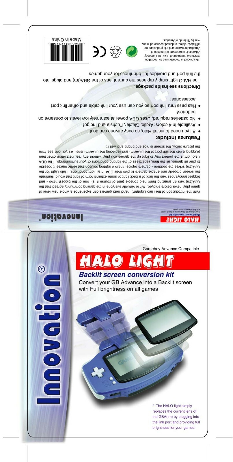Halo Back Light Afterburner Indigo Purple Gameboy GBA Lightboy Mod Kit worm