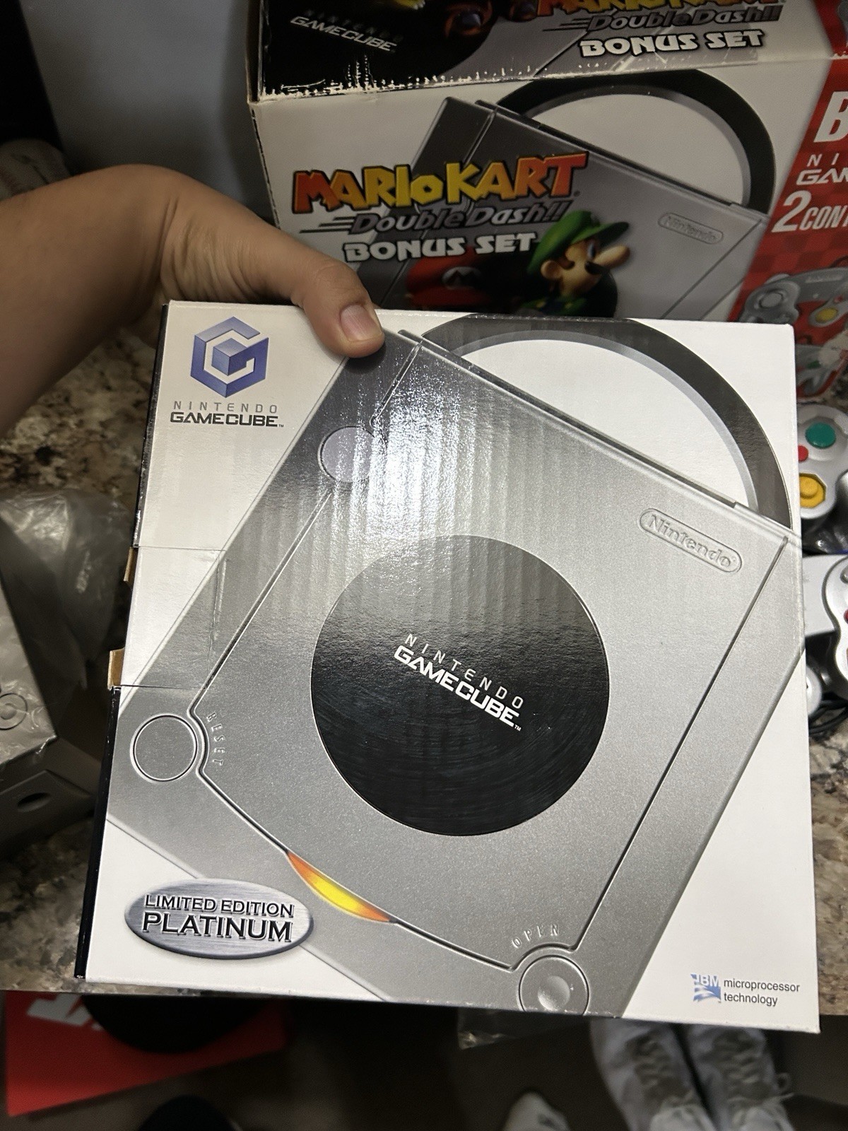 Nintendo GameCube Platinum Mario Kart Double Dash Bonus Set Box 2 Controllers