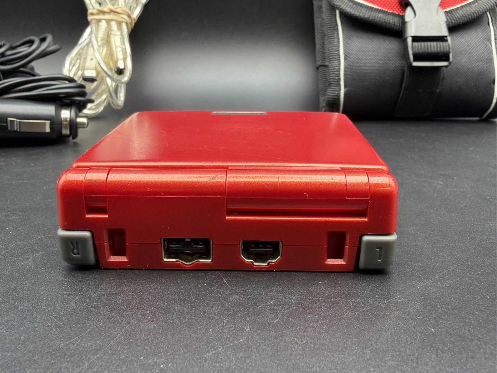 GBA SP Console Flame Red AGS-001 Nintendo Game Boy Advance Tested Good Shape