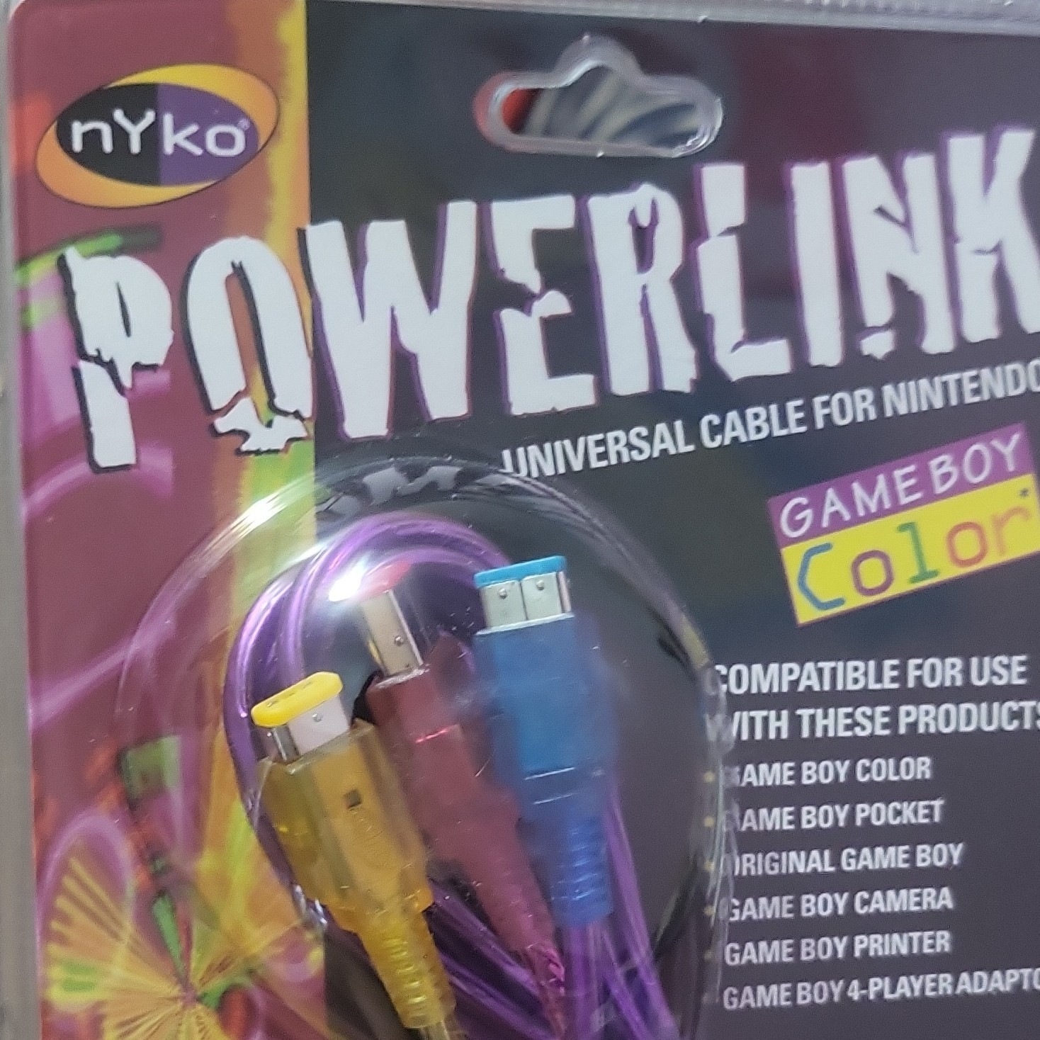 Nyko PowerLink Link Cable 3 ft Purple Wired for Nintendo Game Boy Color/Pocket