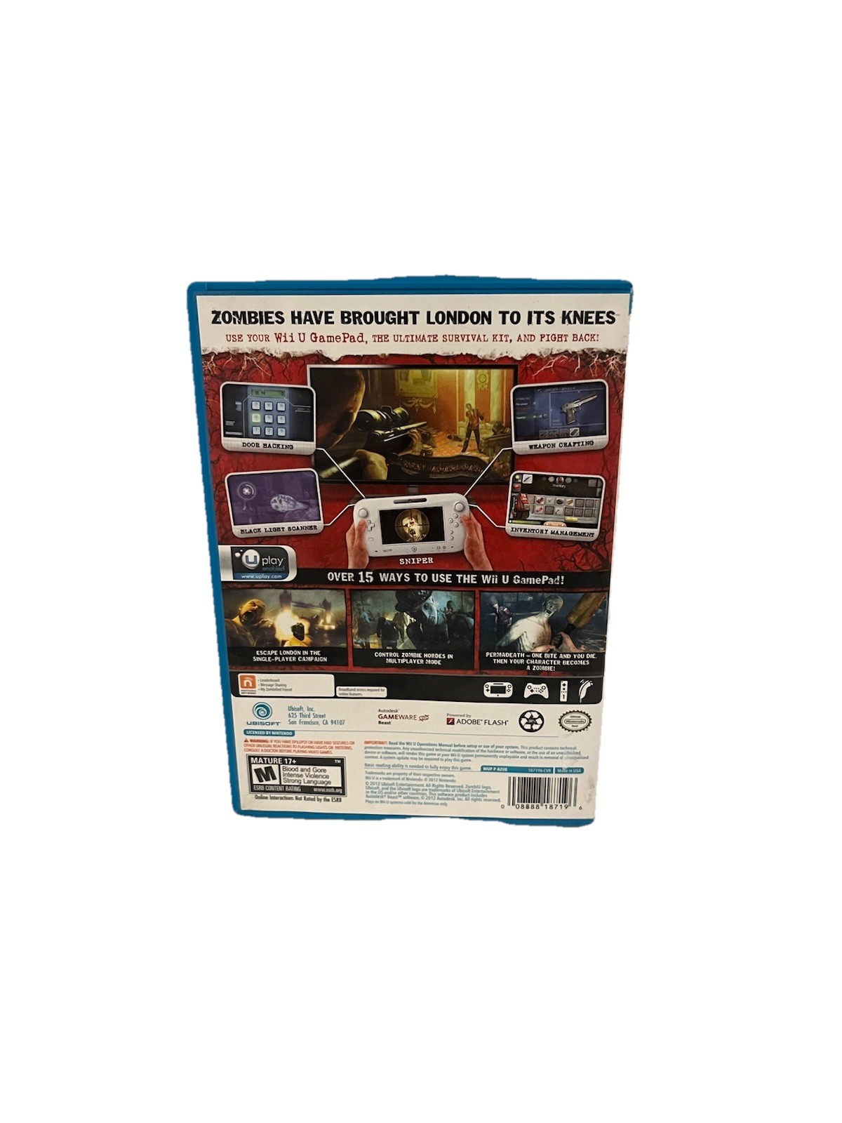 Nintendo Wii U Zombi U Ubisoft with Manual- Tested And Works Great!